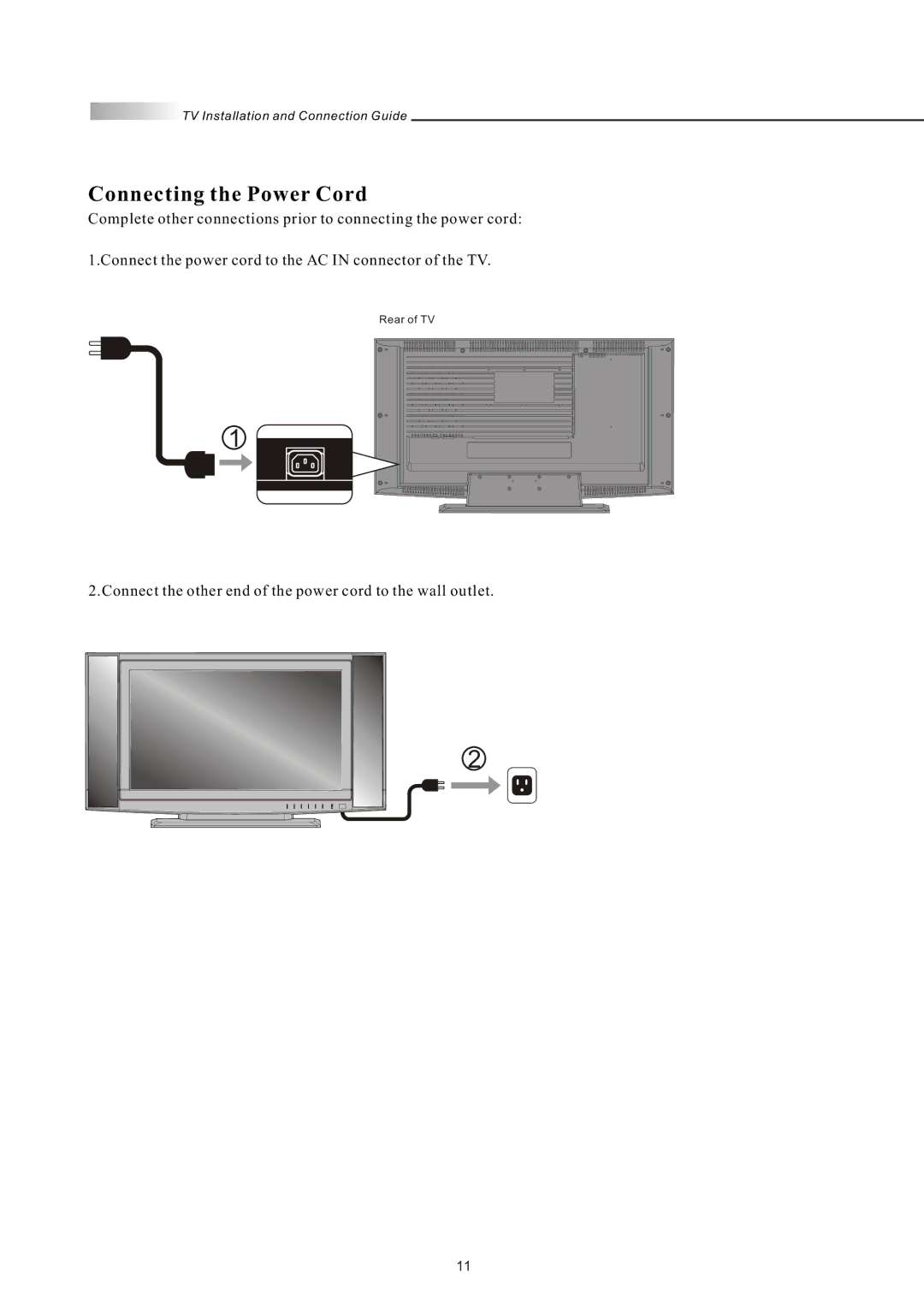 Olevia 4-Series manual Connecting the Power Cord 