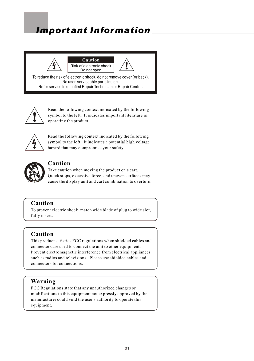 Olevia 4-Series manual Important Information 