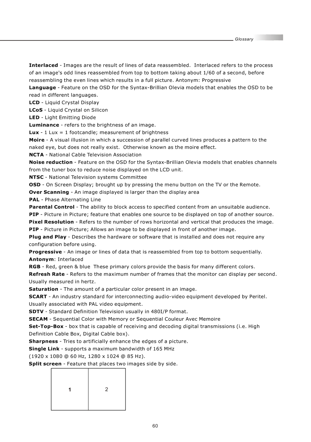 Olevia 4-Series manual Glossary 