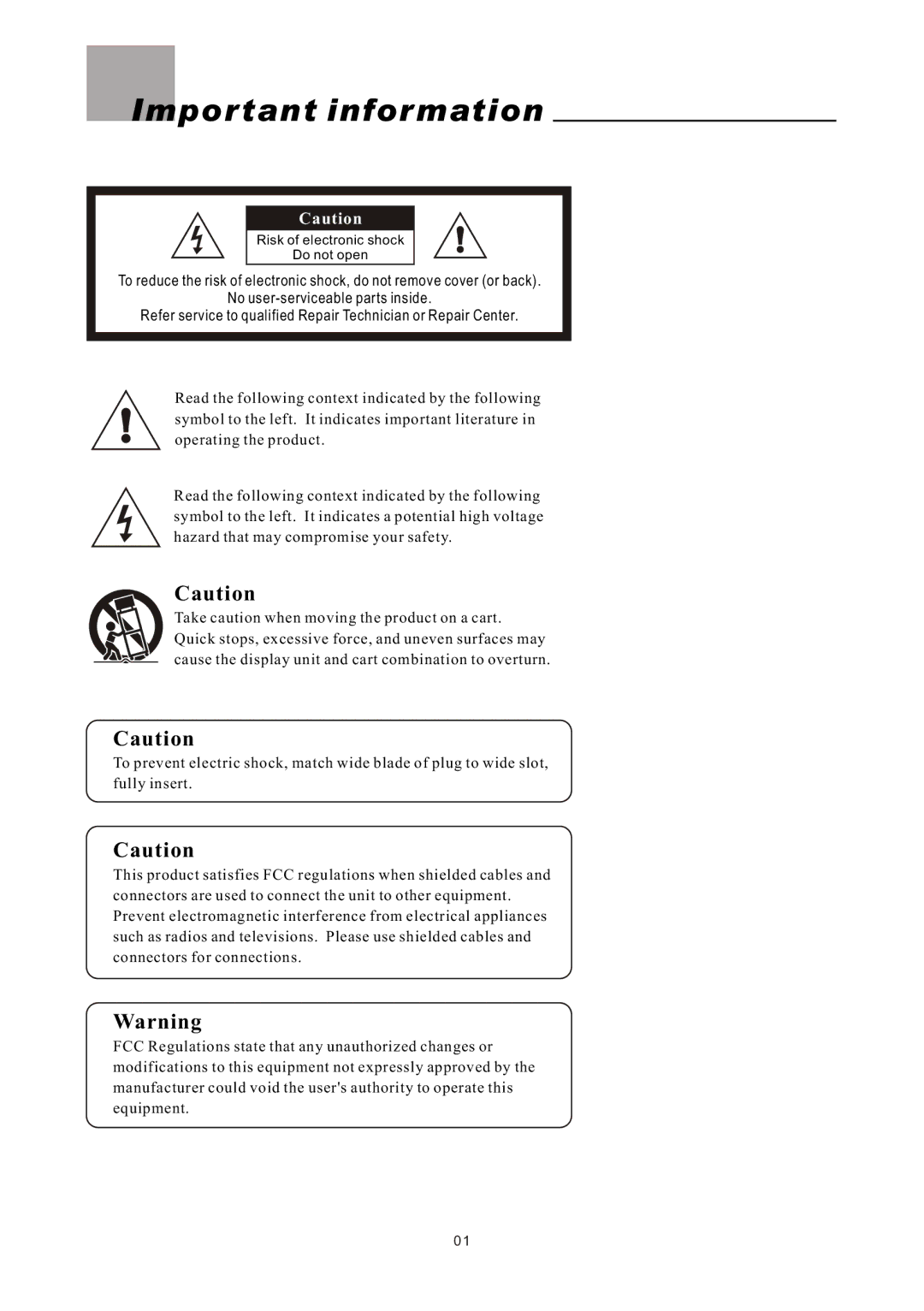 Olevia LT26HVE Series, LT26HVX Series manual Important information 