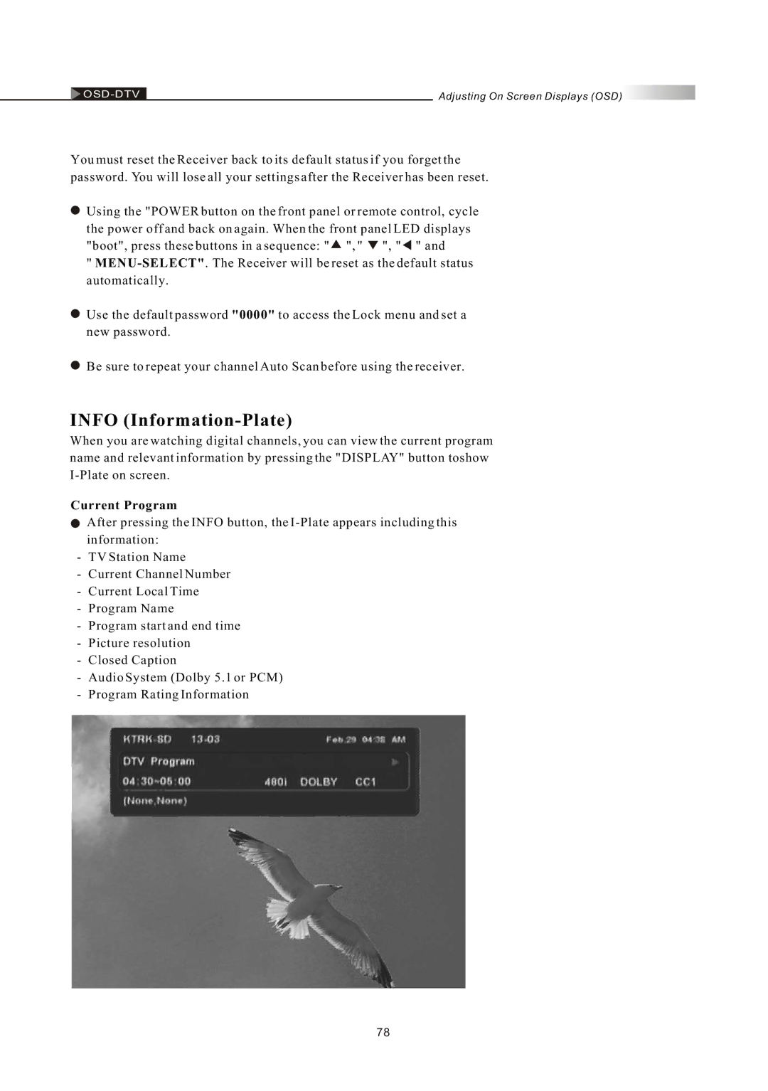 Olevia LT42HVi manual Info Information-Plate, Current Program 