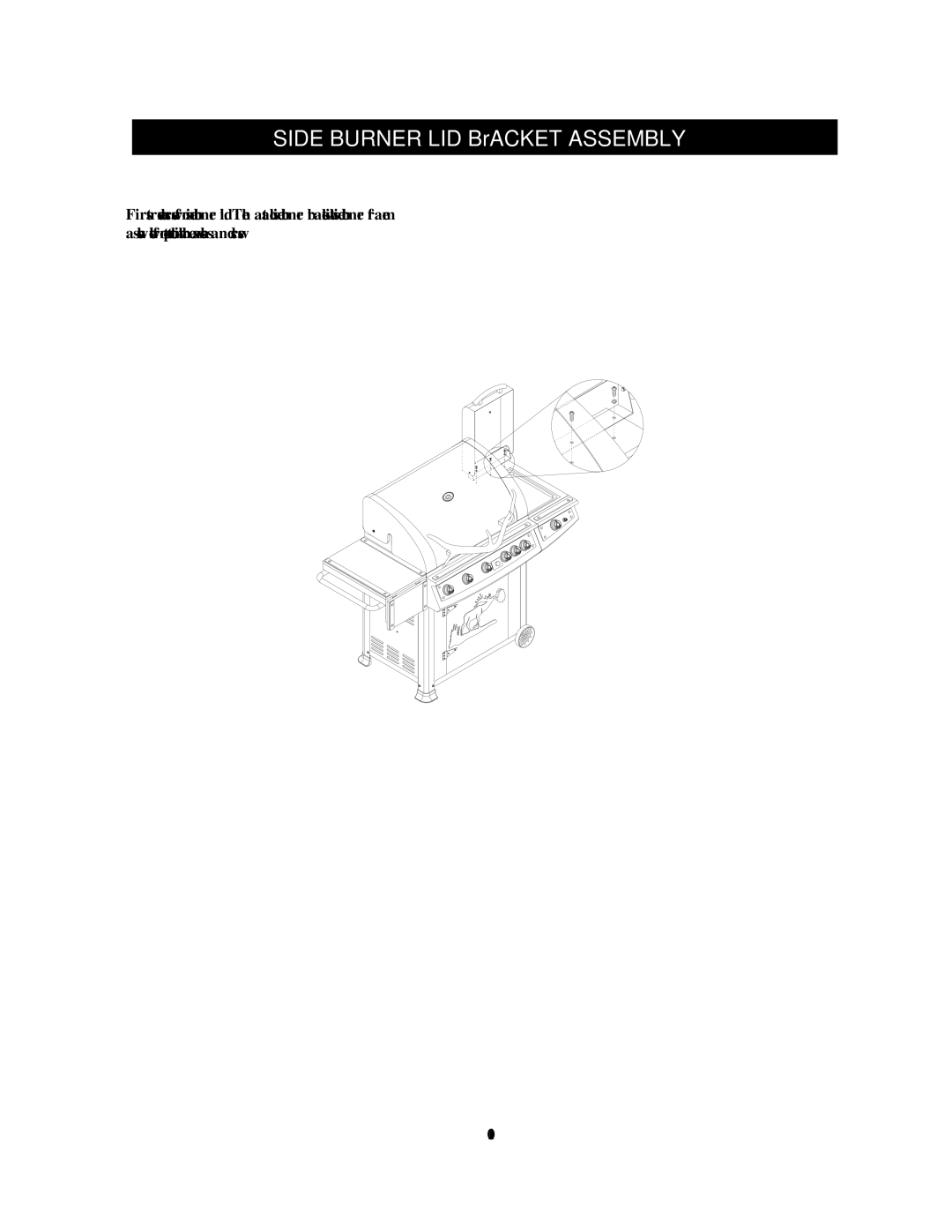 Olfa 720-0430 manual Side Burner LID BrACKET Assembly 