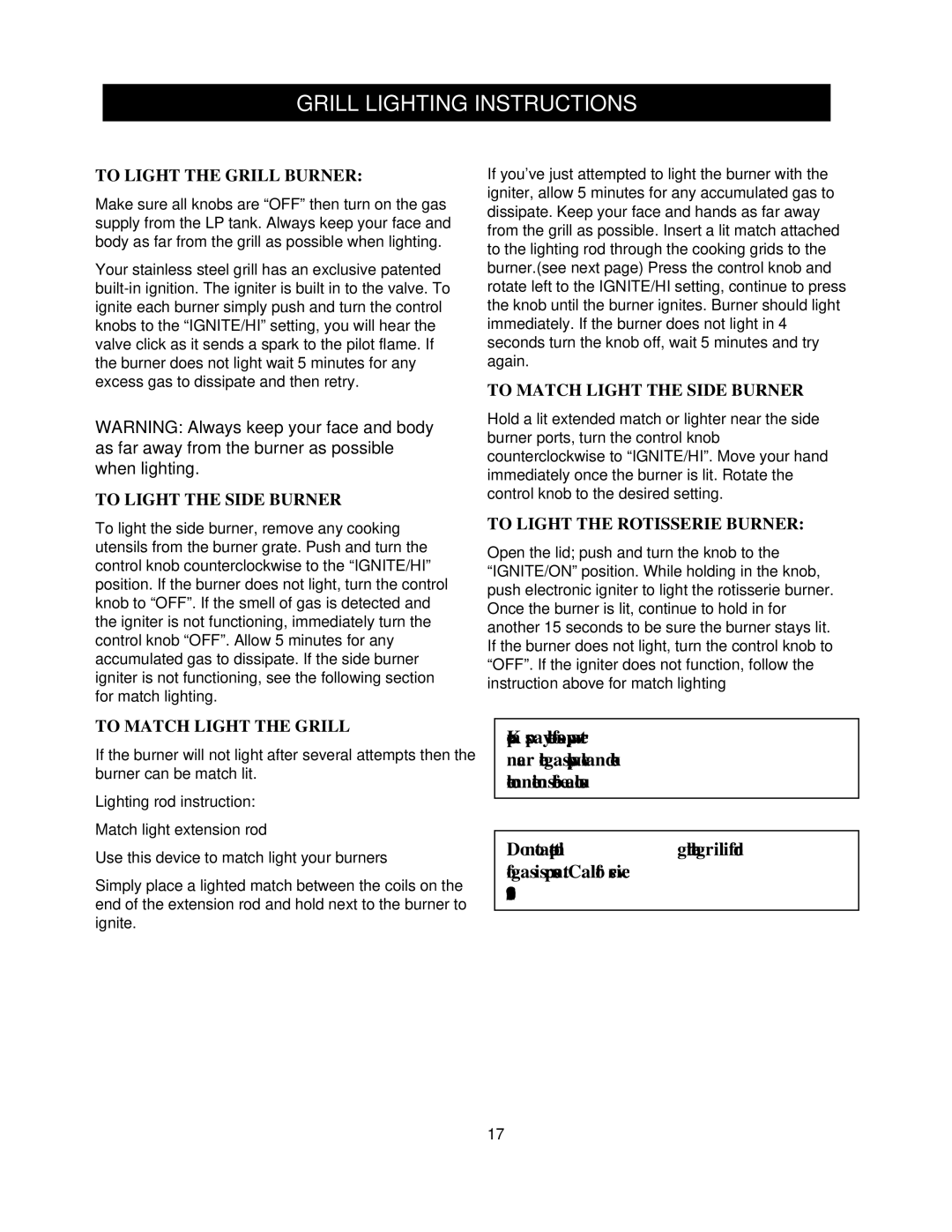 Olfa 720-0430 manual To Light the Grill Burner 