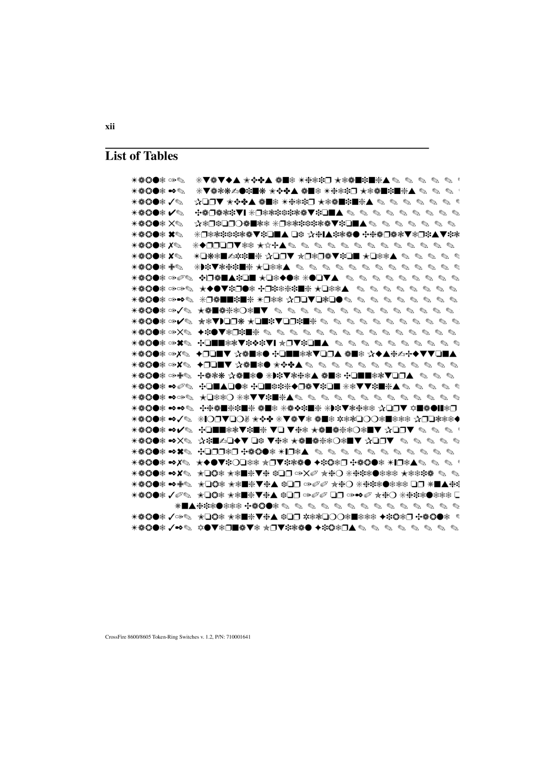 Olicom 8605, 8600 manual List of Tables, Xii 