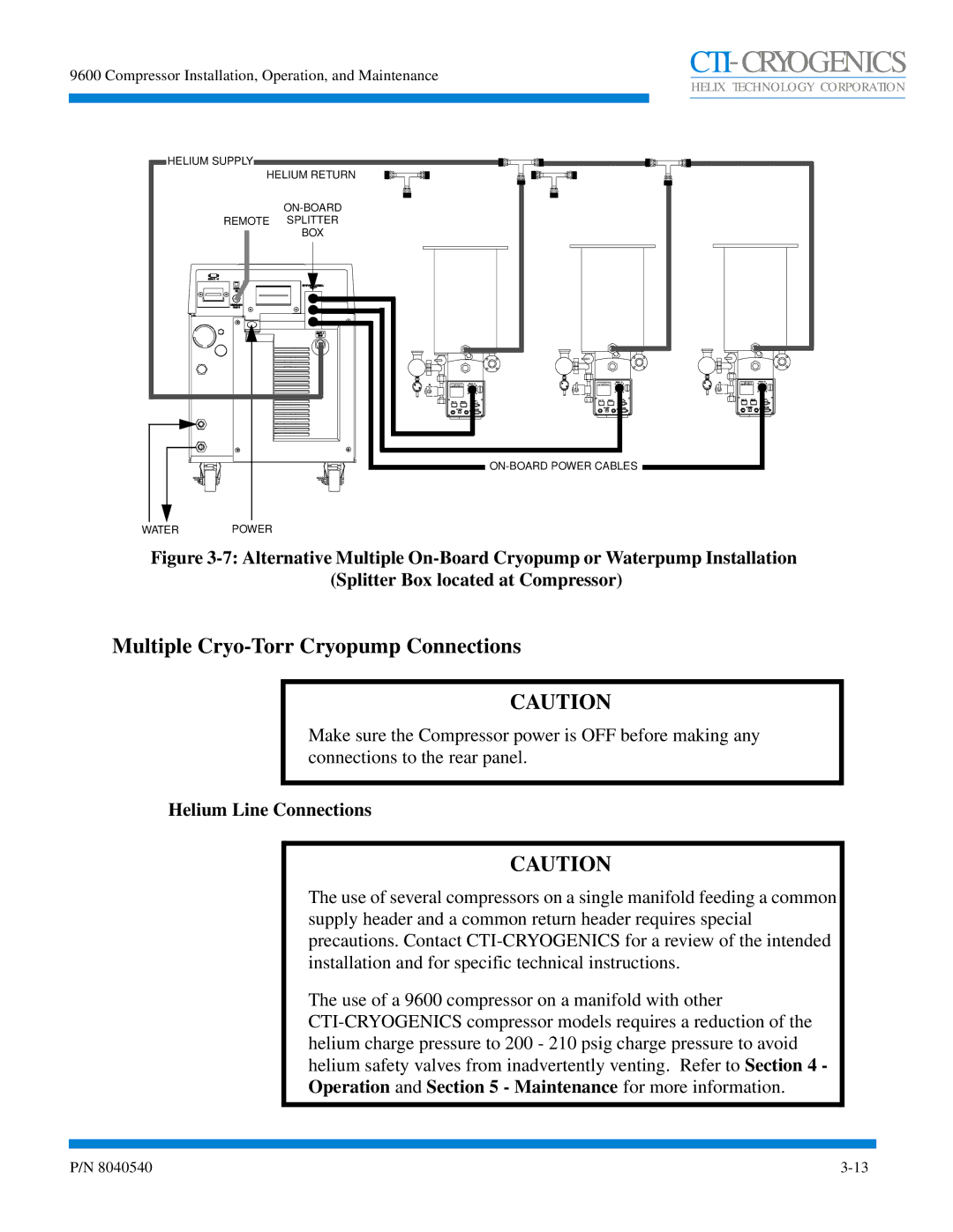 Olicom 9600 manual Multiple Cryo-Torr Cryopump Connections 