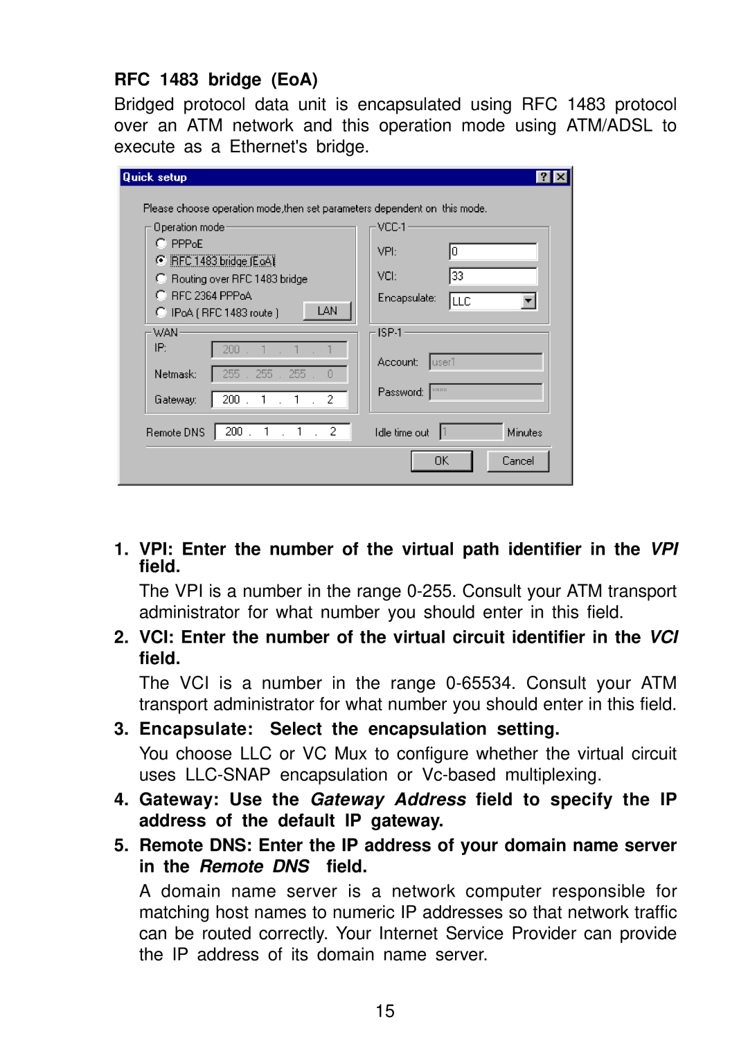 Olicom A400A manual RFC 1483 bridge EoA 