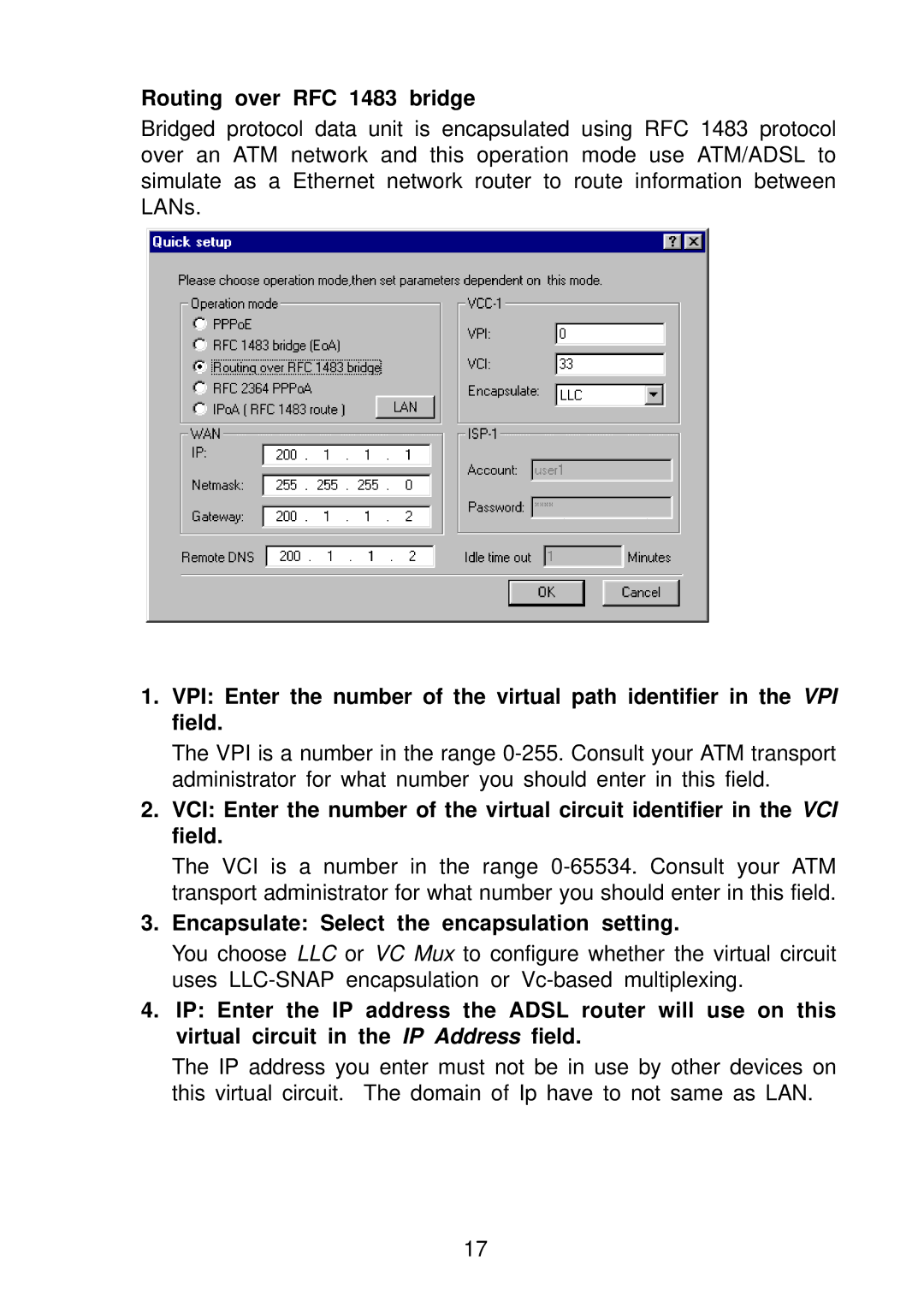 Olicom A400A manual Routing over RFC 1483 bridge 