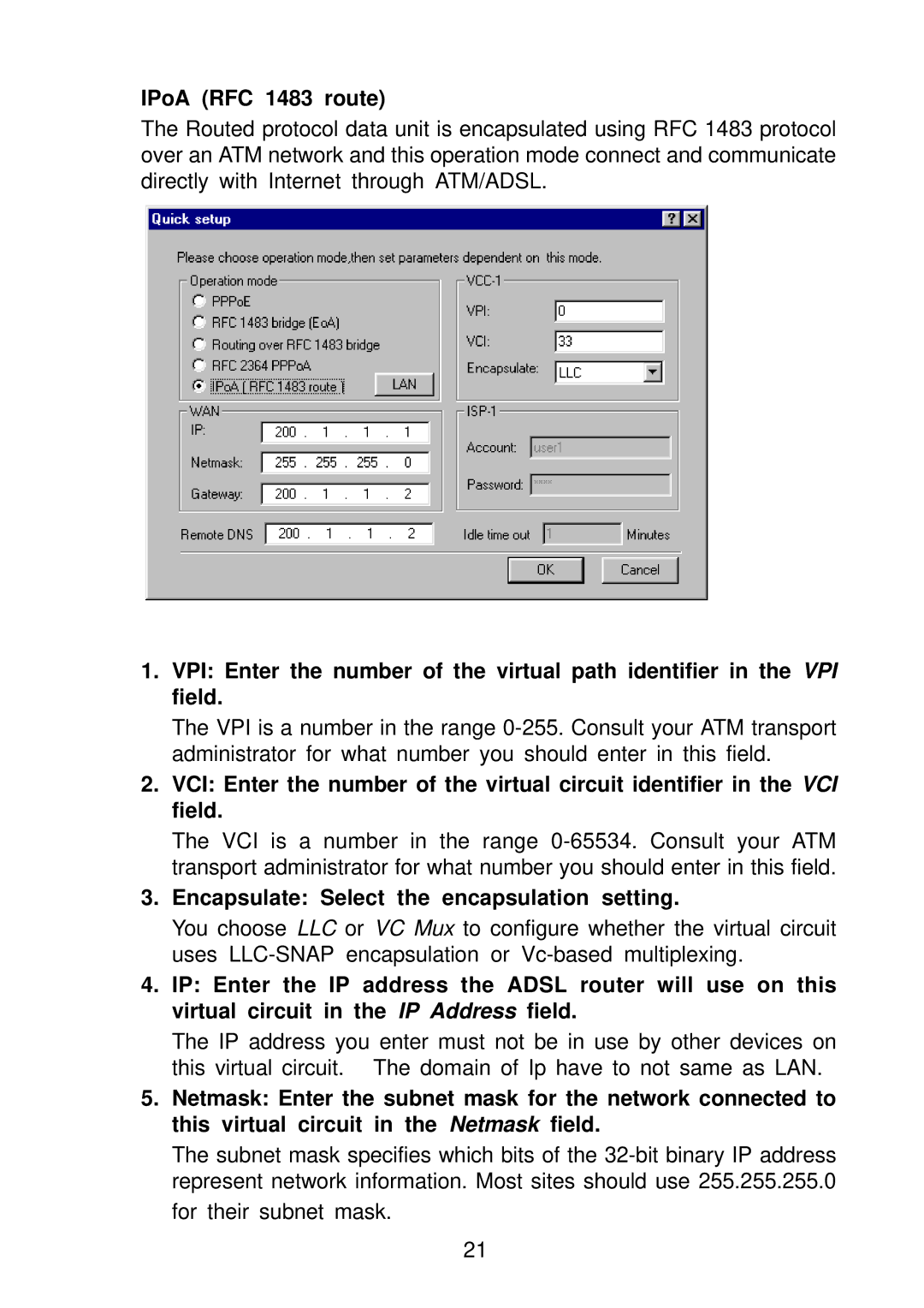 Olicom A400A manual IPoA RFC 1483 route 