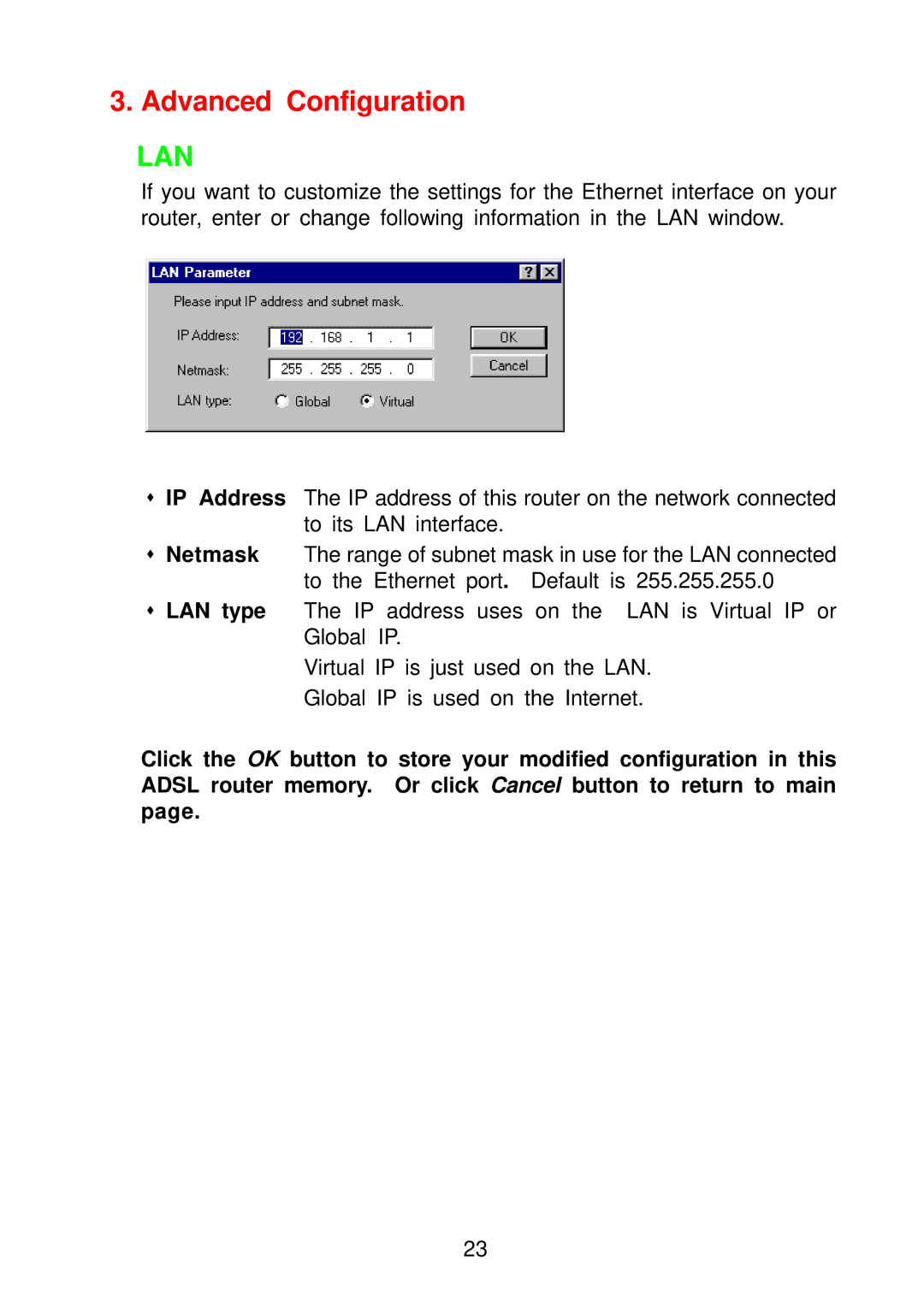 Olicom A400A manual Advanced Configuration, Lan 