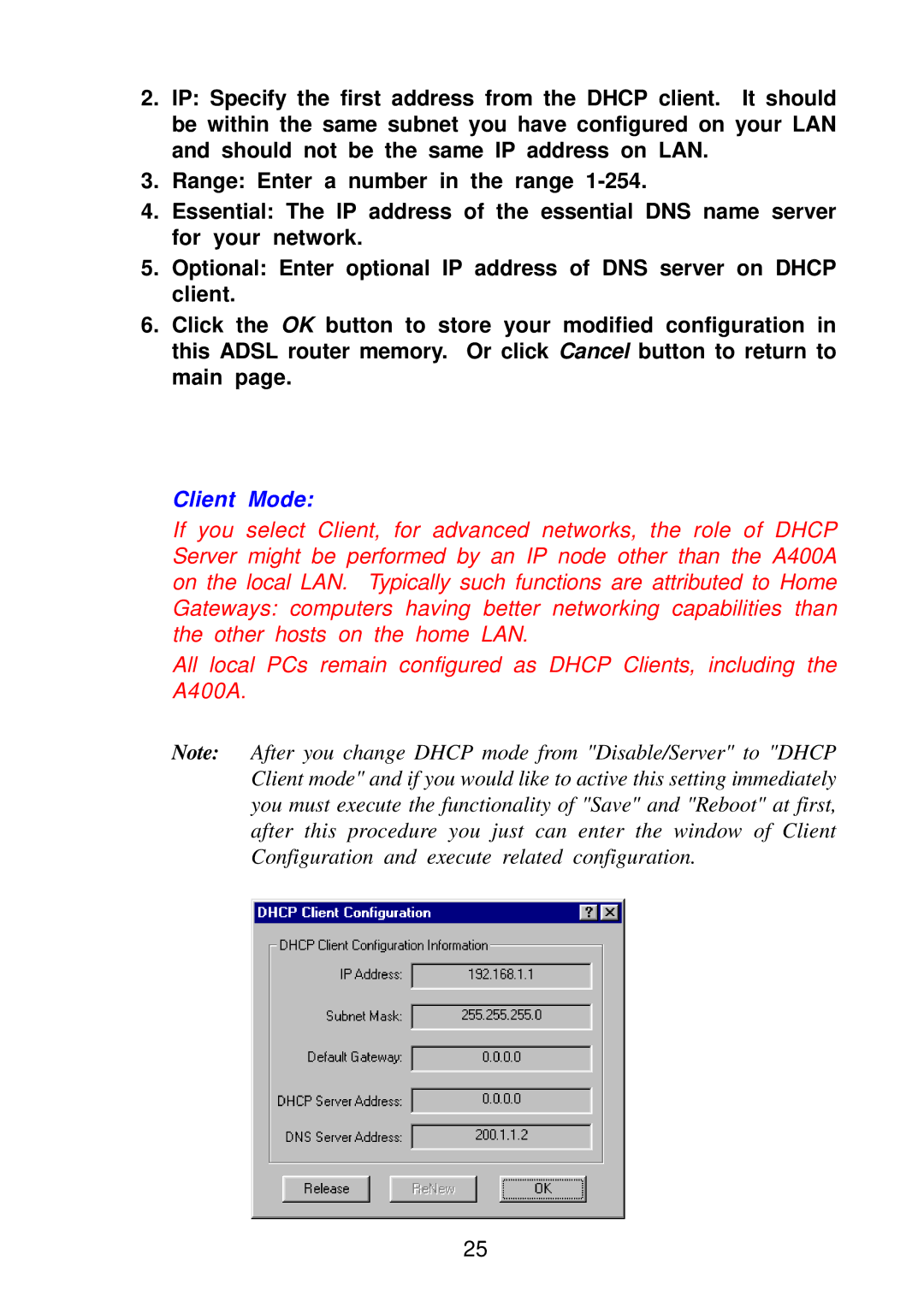 Olicom A400A manual Client Mode 