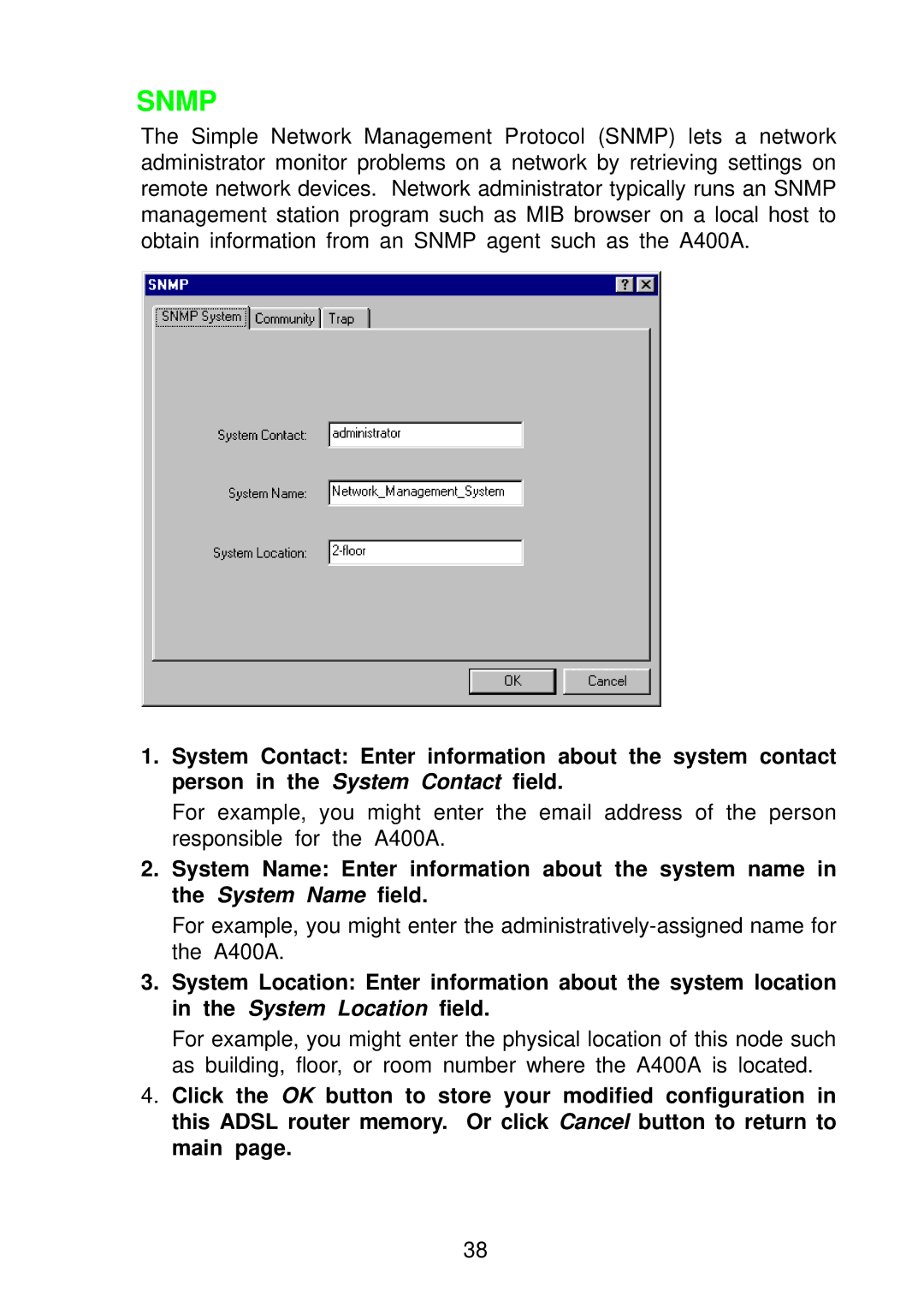 Olicom A400A manual Snmp 