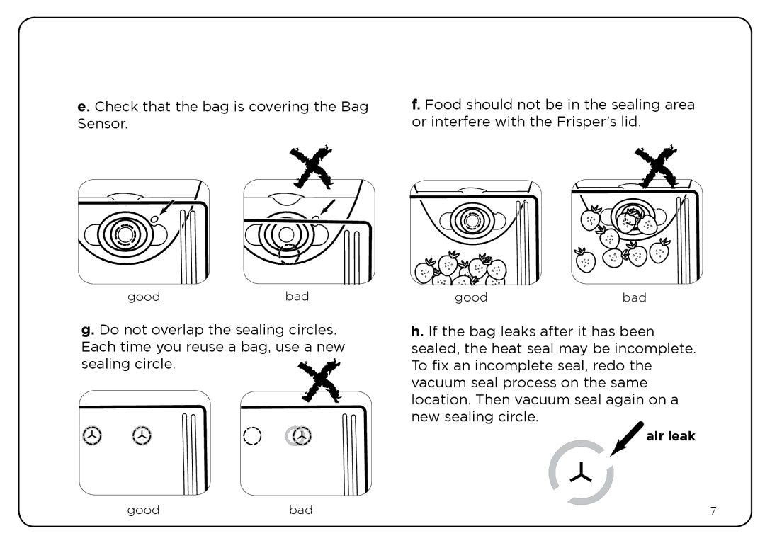 Oliso Freshkeeper 500 instruction manual Air leak 