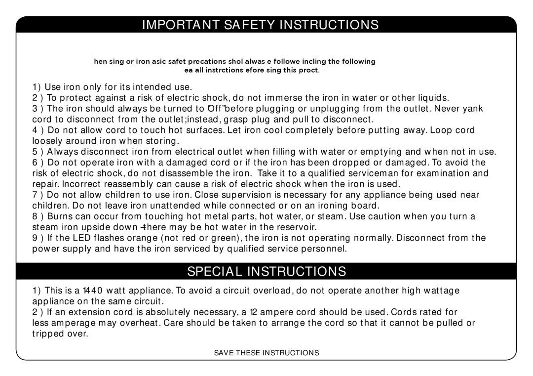 Oliso TG-1000, TG-800 user manual Important Safety Instructions 