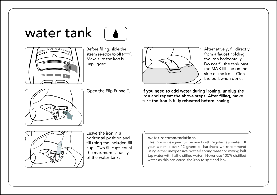 Oliso Touch & Glide manual Water tank 