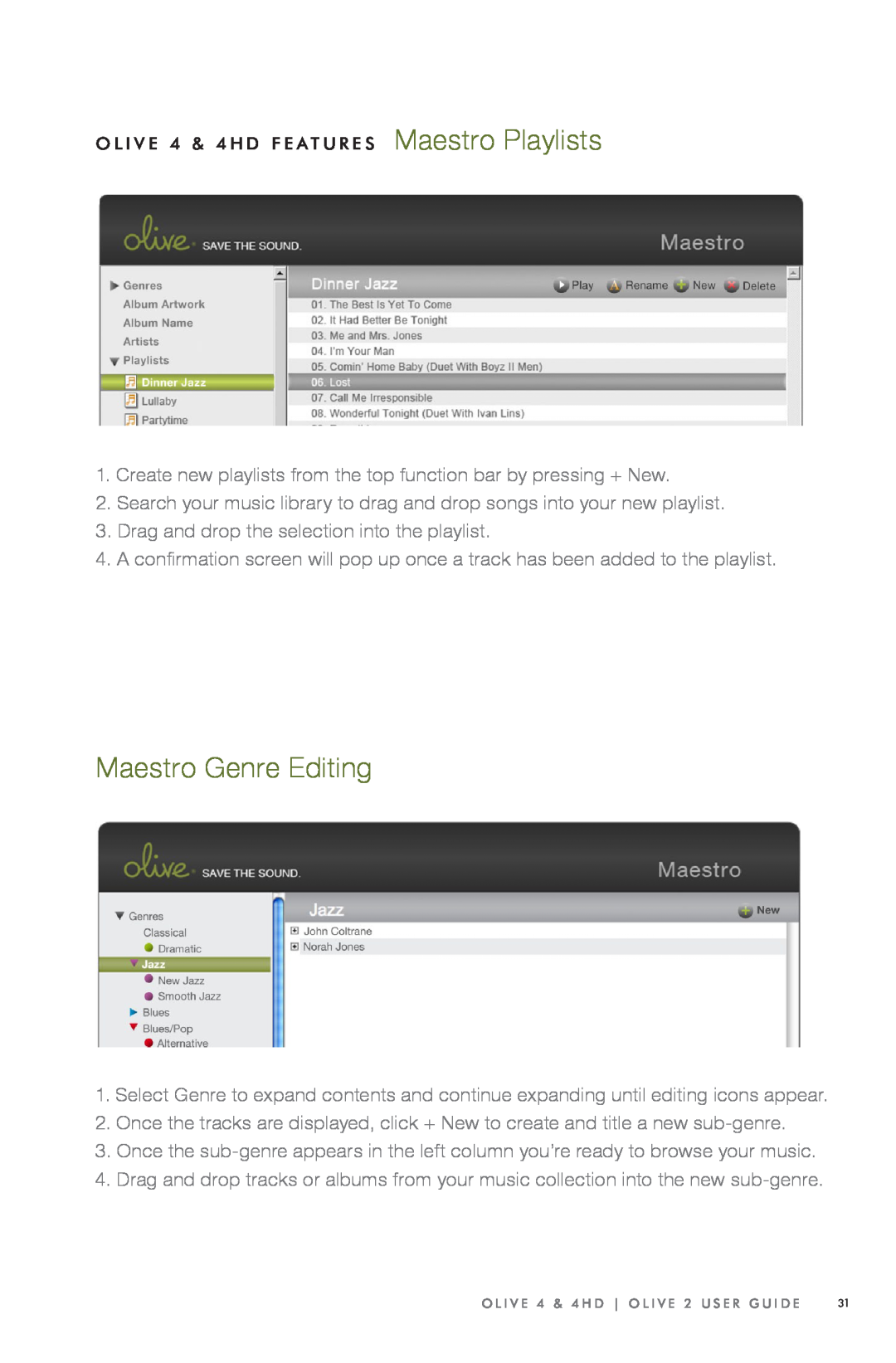 Olive Media Products 4 HD manual Maestro Genre Editing 