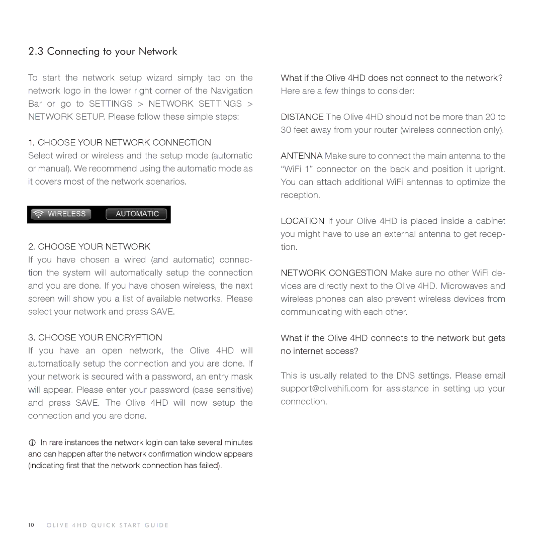 Olive Media Products 4HD quick start Connecting to your Network, Choose Your Network Connection, Choose Your Encryption 