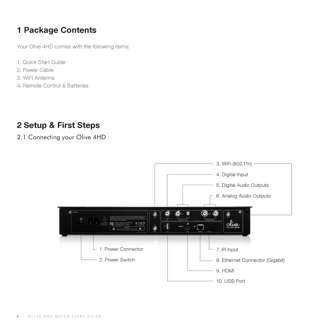 Olive Media Products 4HD quick start Package Contents, Setup & First Steps 