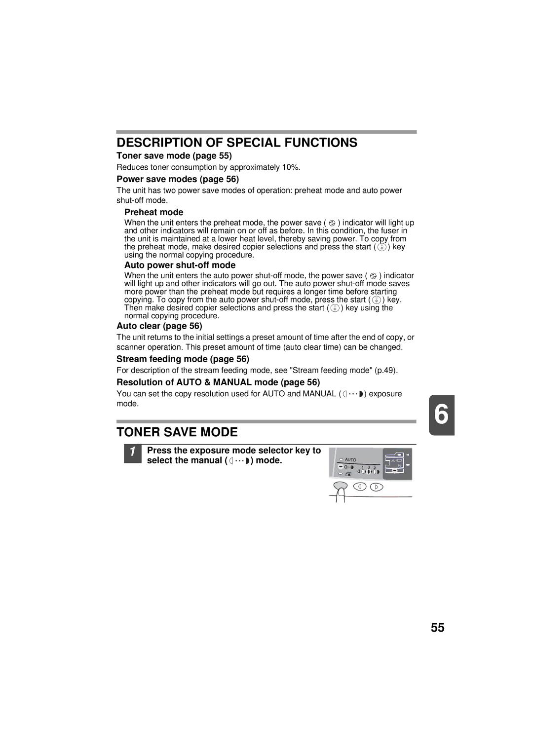 Olivetti 150D, 120D manual Description of Special Functions, Toner Save Mode 