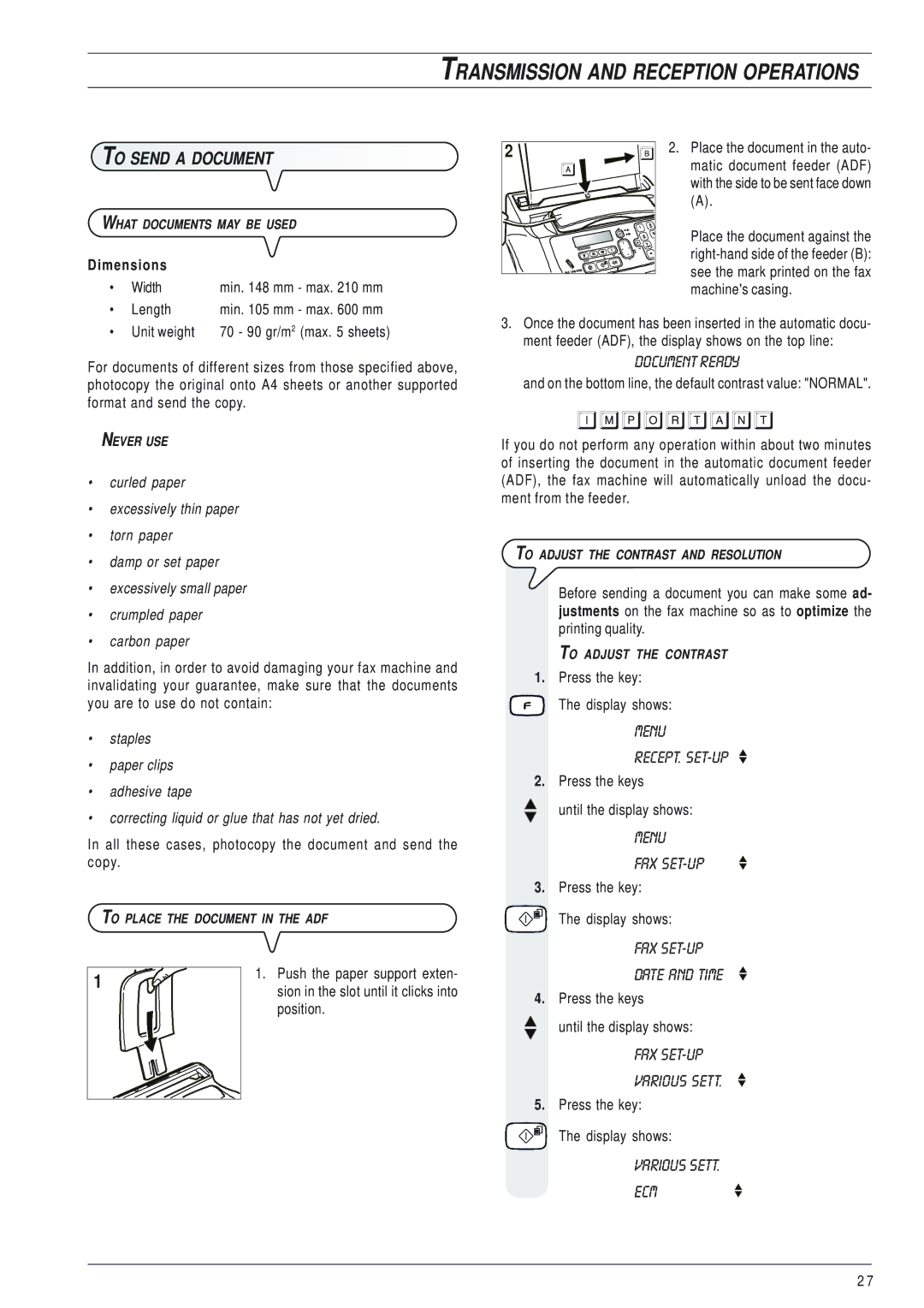 Olivetti 145D manual To Send a Document 