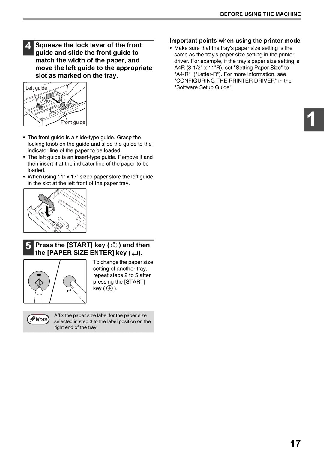 Olivetti 20W, 16W operation manual Press the Start key and then the Paper Size Enter key 