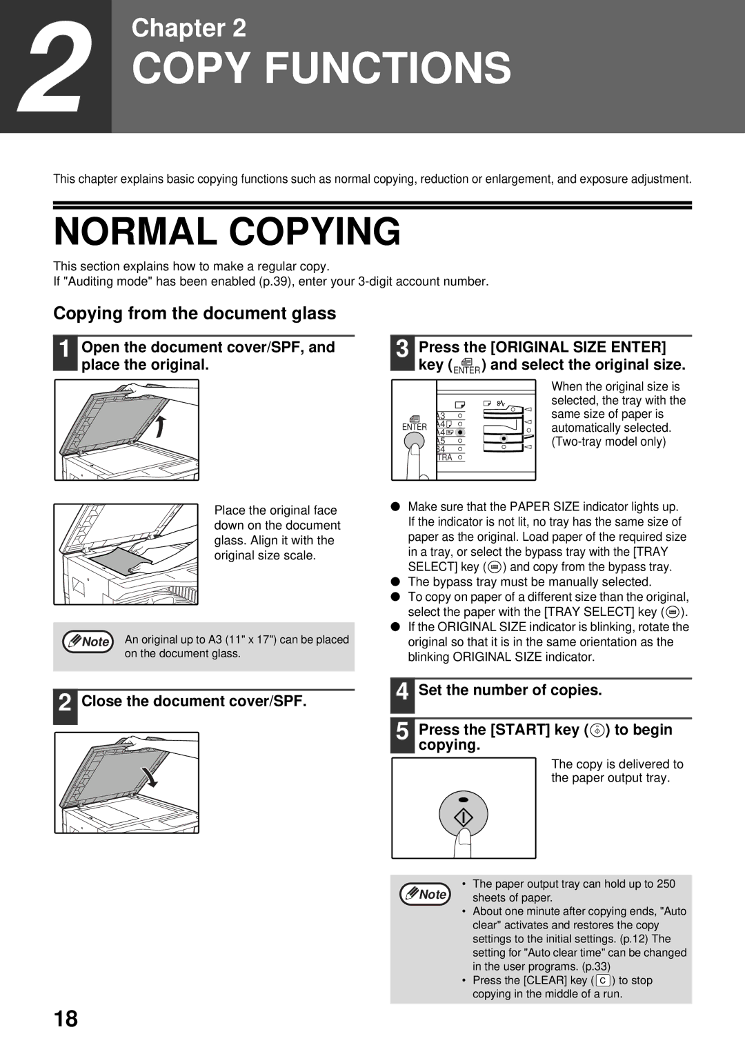 Olivetti 16W, 20W Normal Copying, Copying from the document glass, Open the document cover/SPF, and place the original 