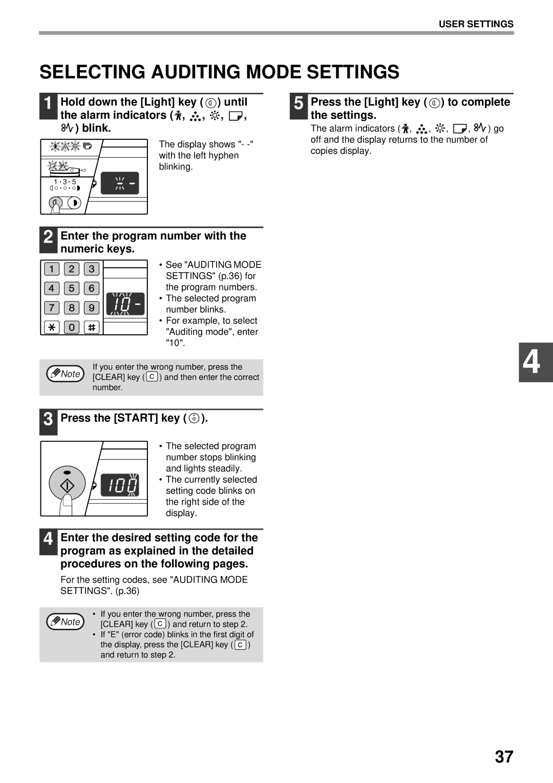 Olivetti 20W, 16W operation manual Selecting Auditing Mode Settings, For the setting codes, see Auditing Mode SETTINGS. p.36 