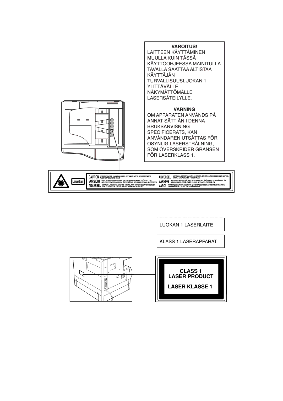 Olivetti 16W, 20W operation manual Class Laser Product Laser Klasse 