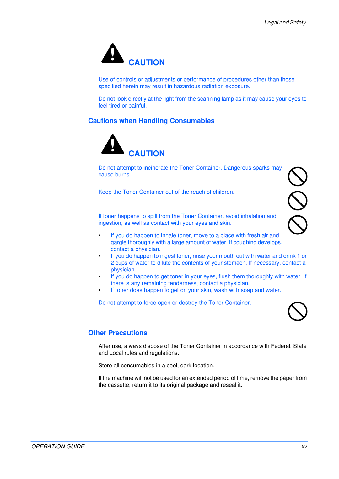 Olivetti 18MF manual Other Precautions 