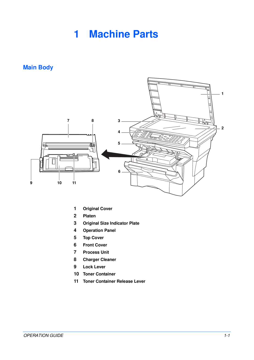 Olivetti 18MF manual Machine Parts, Main Body 