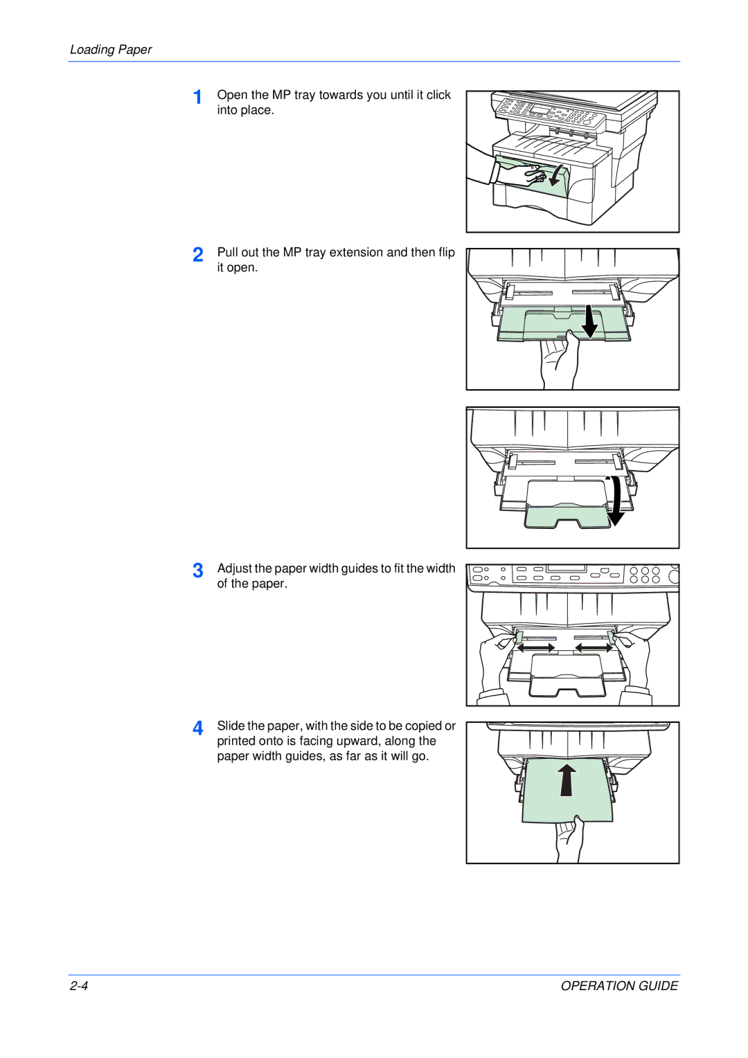 Olivetti 18MF manual Open the MP tray towards you until it click 