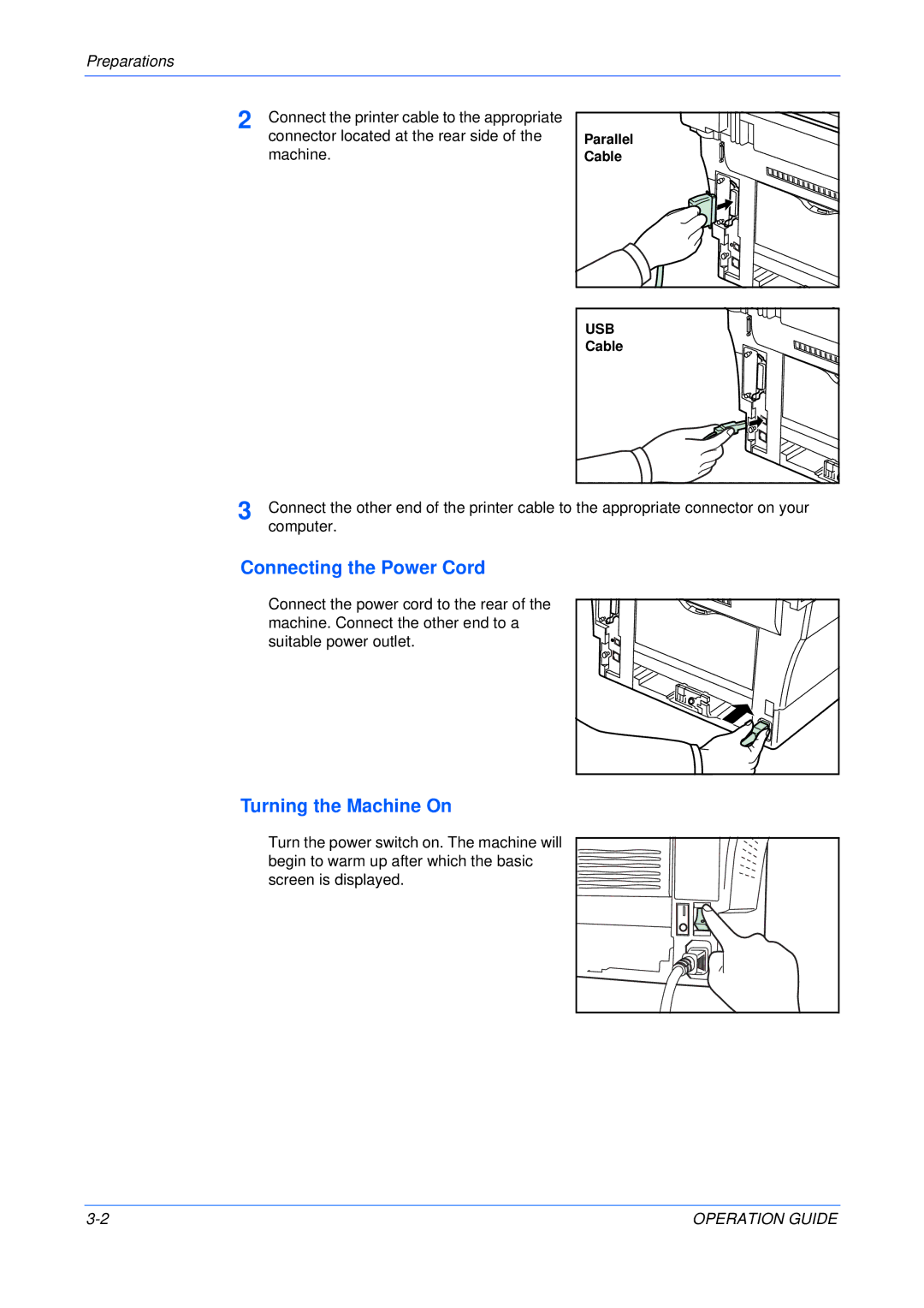 Olivetti 18MF manual Connecting the Power Cord, Turning the Machine On, Preparations 