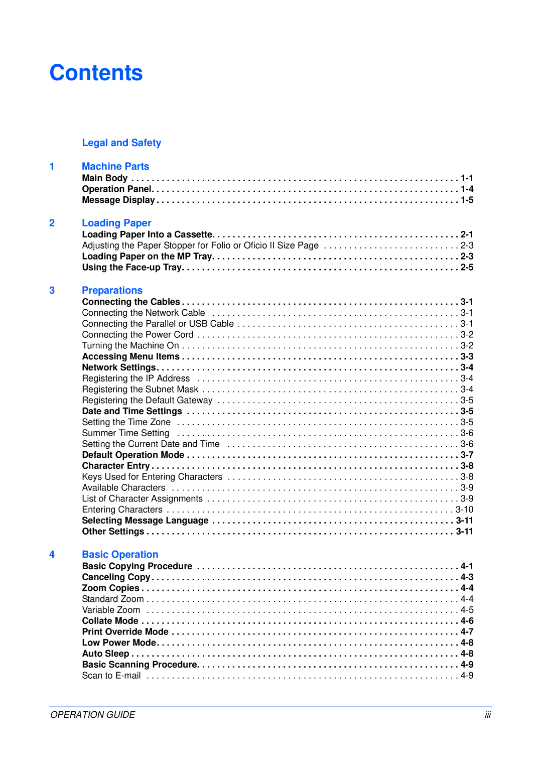 Olivetti 18MF manual Contents 