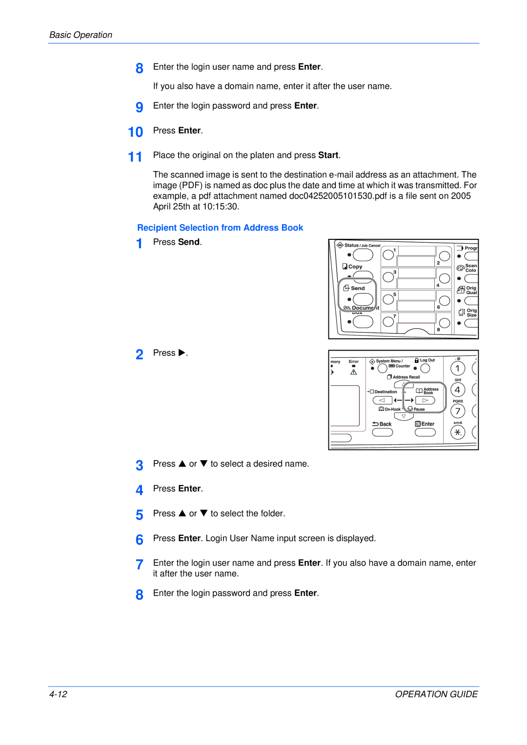 Olivetti 18MF manual Recipient Selection from Address Book 