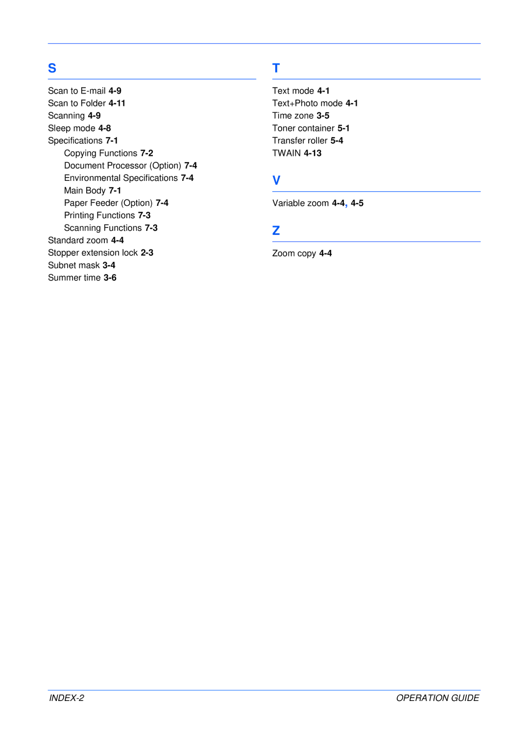 Olivetti 18MF manual INDEX-2 Operation Guide 