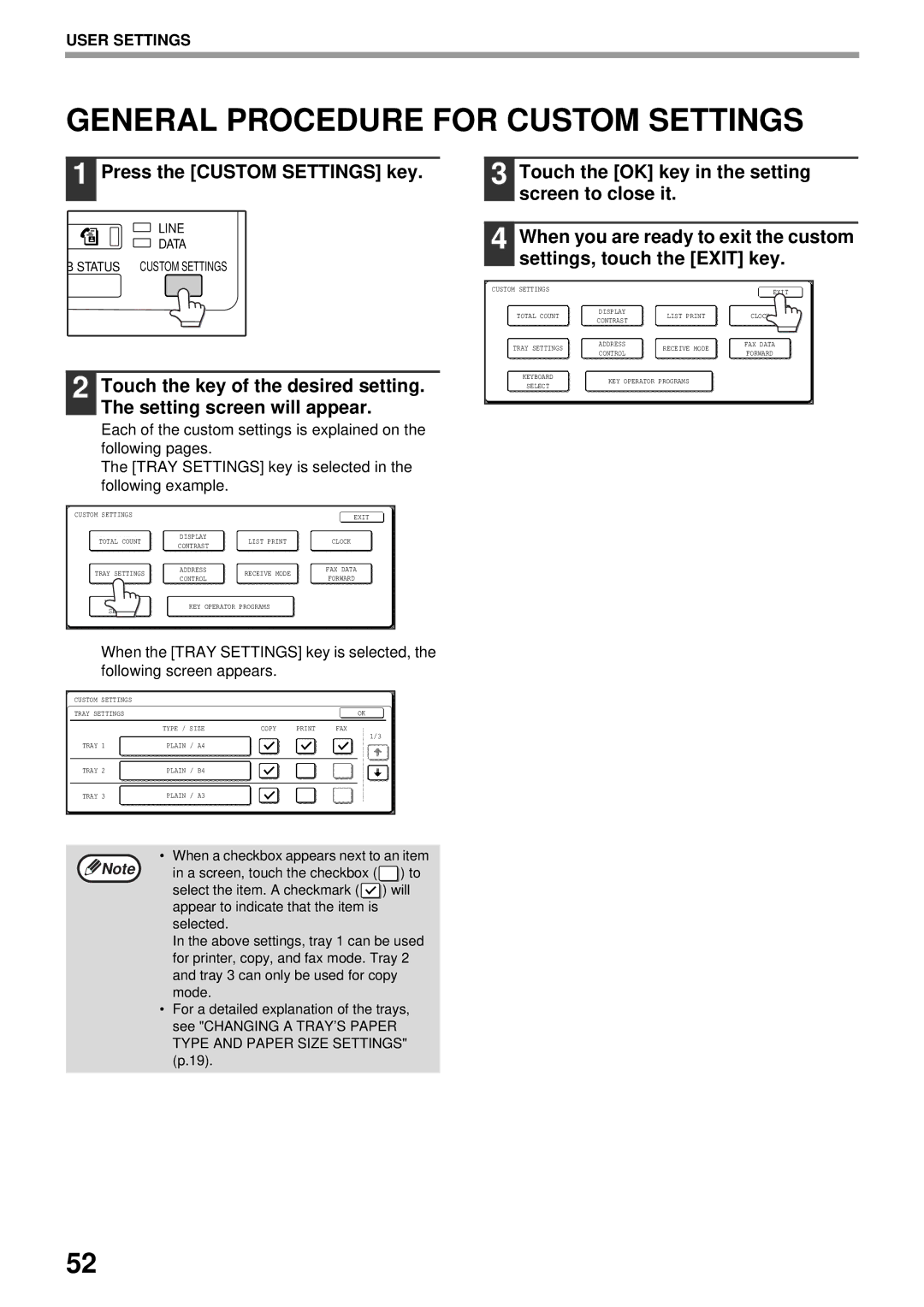 Olivetti 2301, 2701 operation manual General Procedure for Custom Settings 