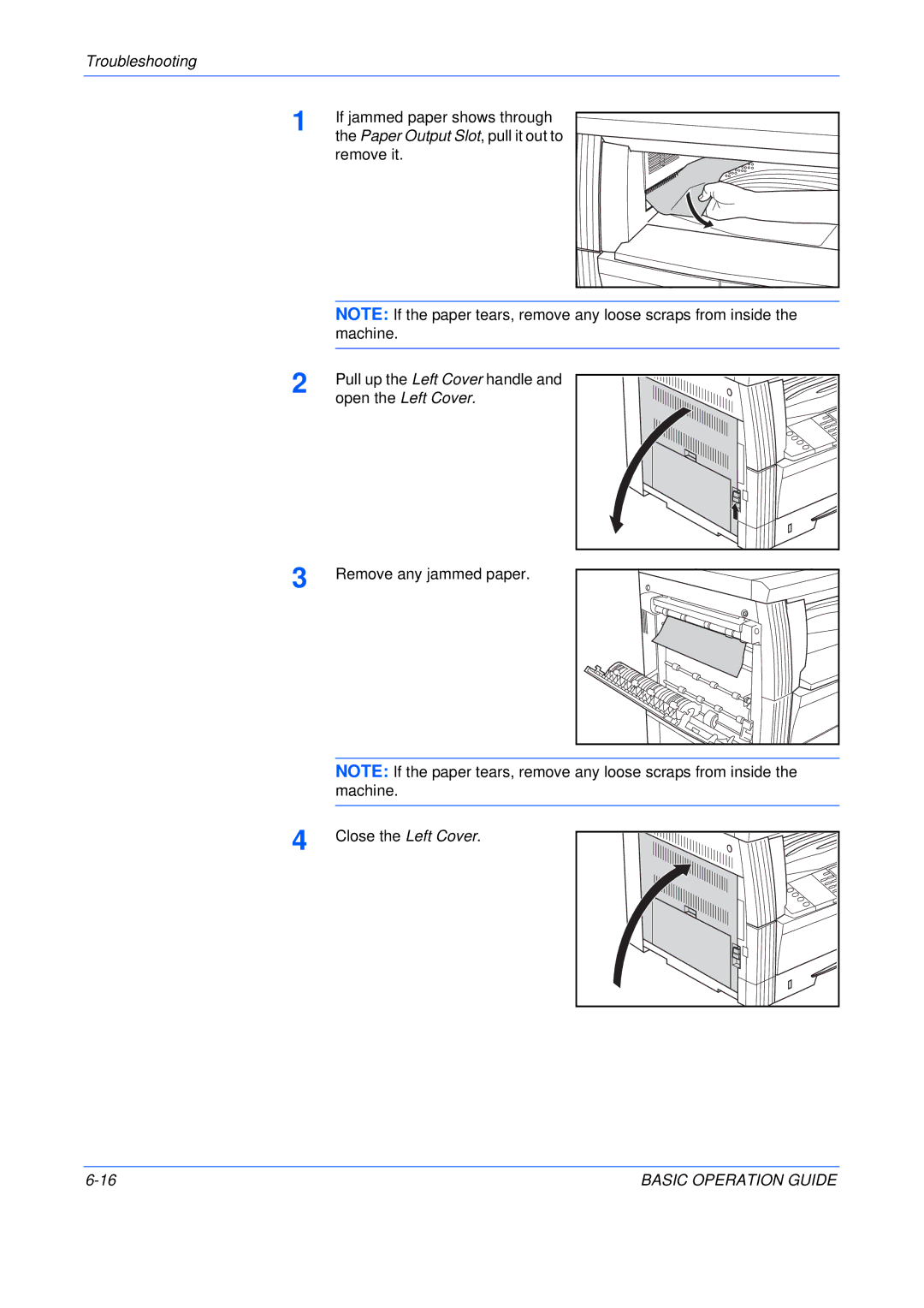 Olivetti 200MF, 250MF, 16MF user manual Open the Left Cover 