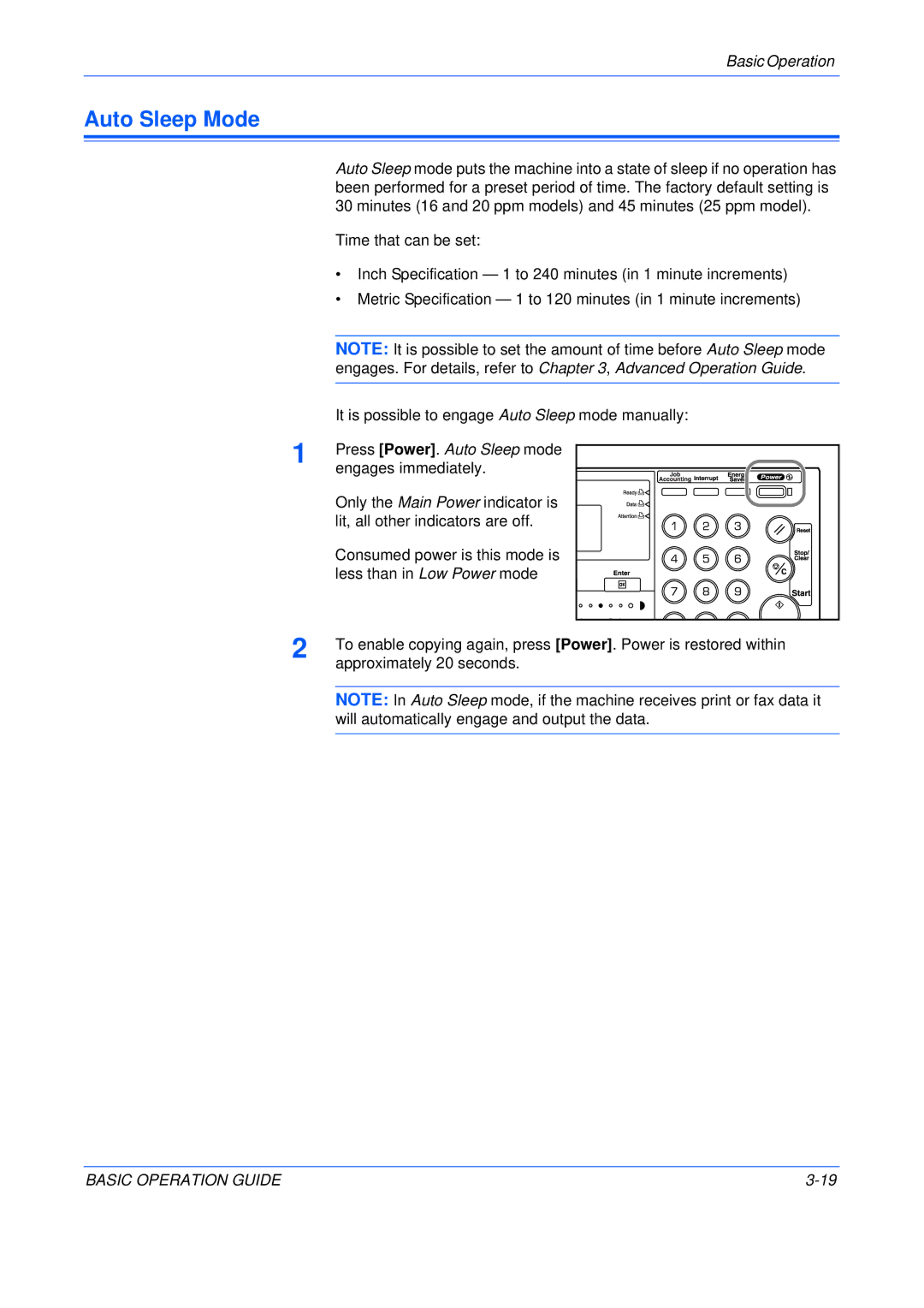 Olivetti 250MF, 200MF, 16MF user manual Auto Sleep Mode 