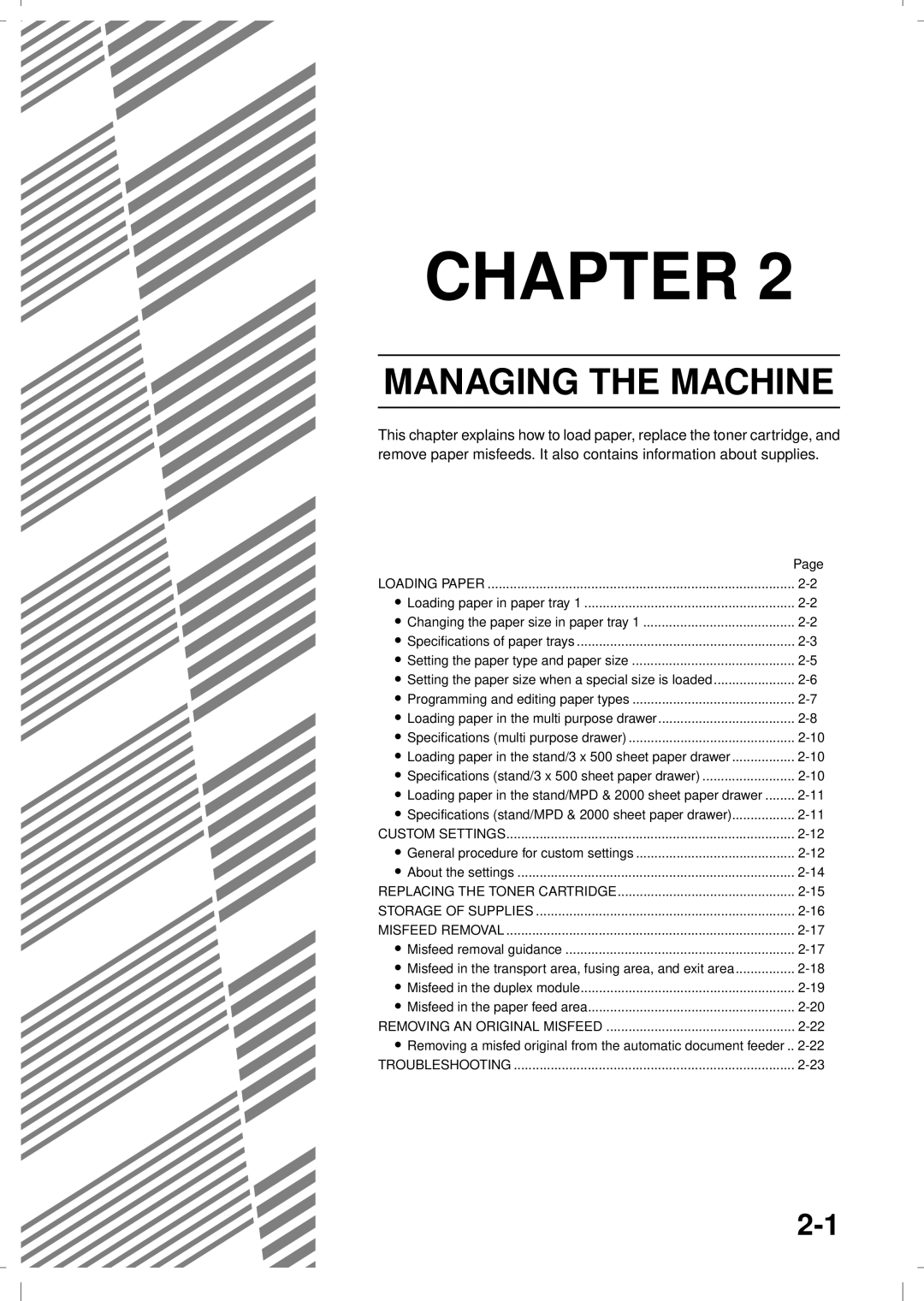 Olivetti 4501MF, 3501MF operation manual Managing the Machine 