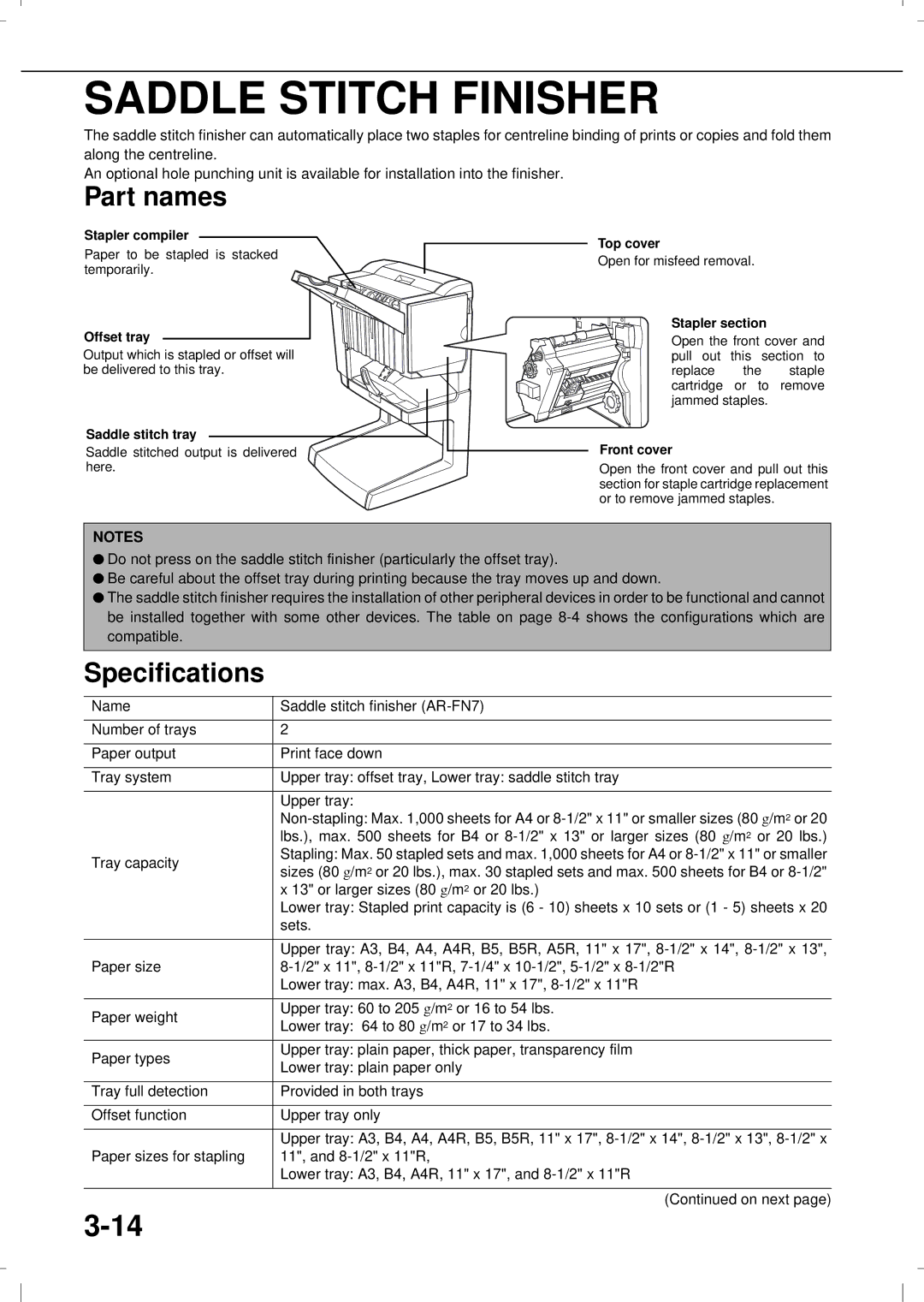 Olivetti 3501MF, 4501MF operation manual Saddle Stitch Finisher, Or larger sizes 80 g/m2 or 20 lbs, Sets 