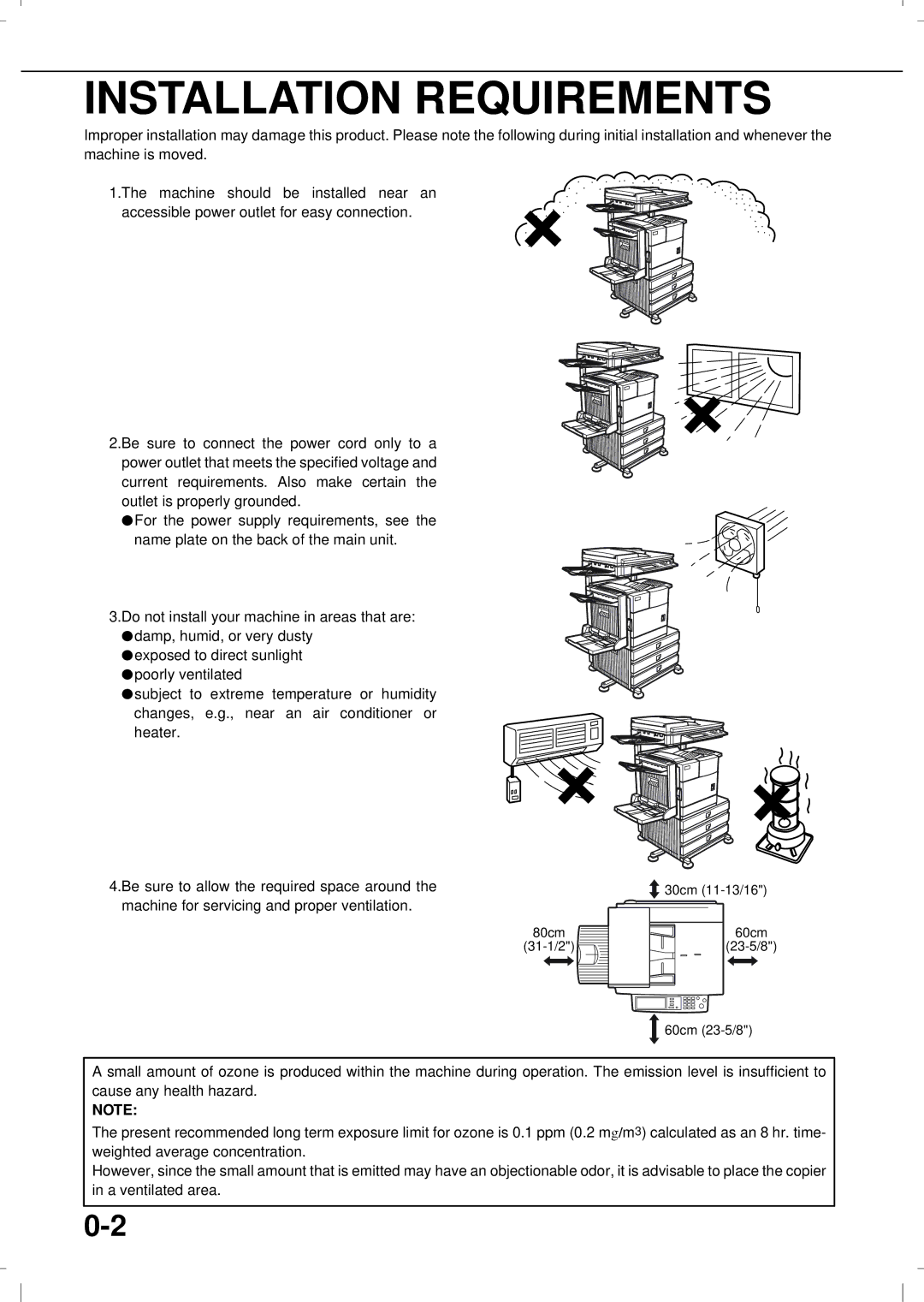 Olivetti 3501MF, 4501MF operation manual Installation Requirements 