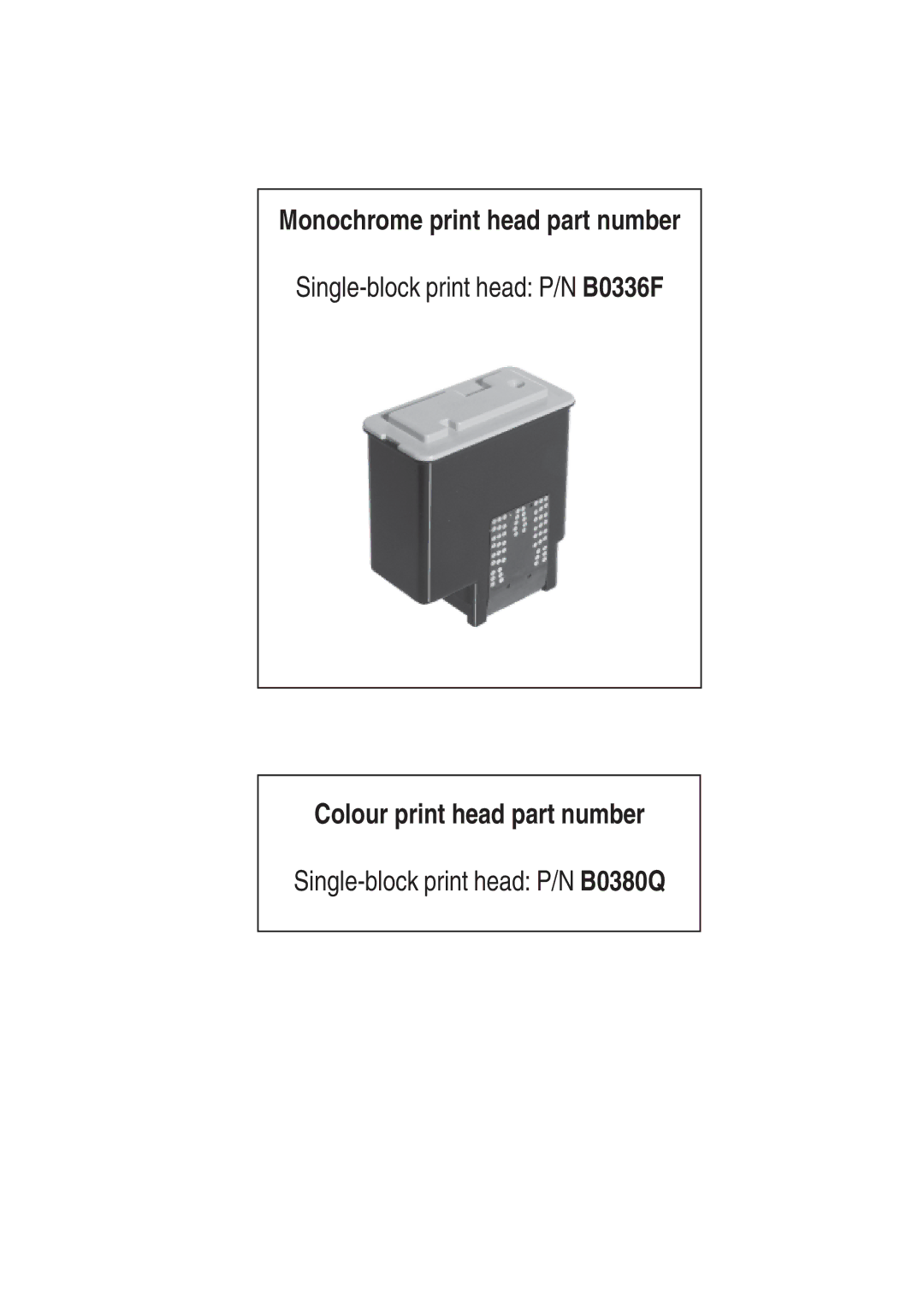 Olivetti 450, 490 manual Monochrome print head part number 