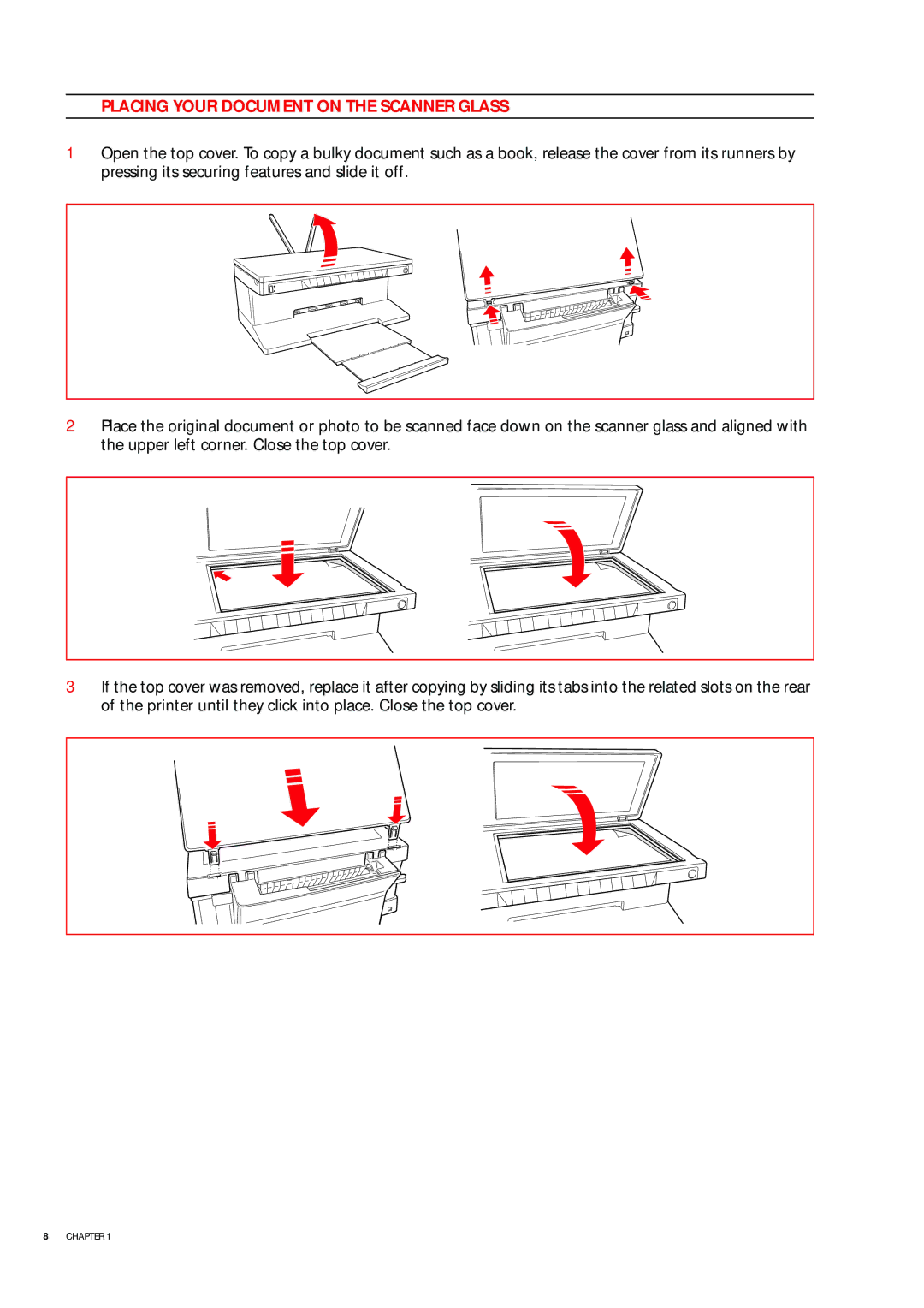 Olivetti 503206 manual Placing Your Document on the Scanner Glass 