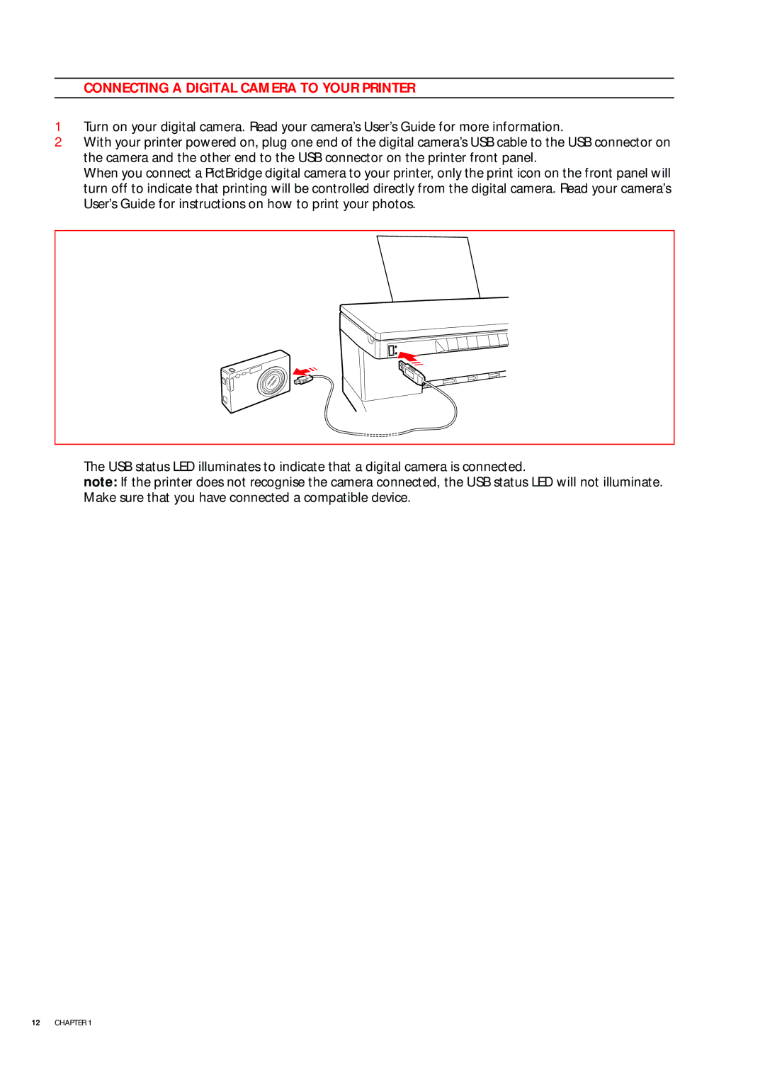 Olivetti 503206 manual Connecting a Digital Camera to Your Printer 