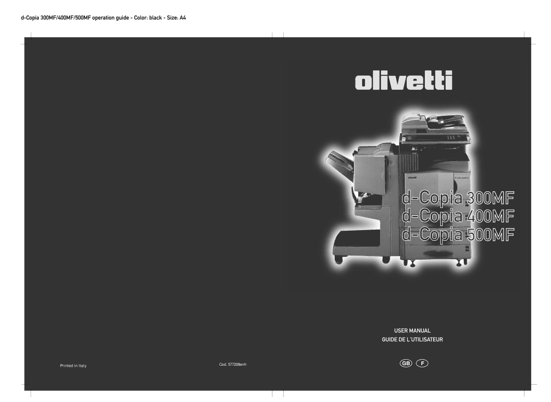 Olivetti D-COPIA 300MF, D-COPIA 500MF, D-COPIA 400MF manual Cod enfr 