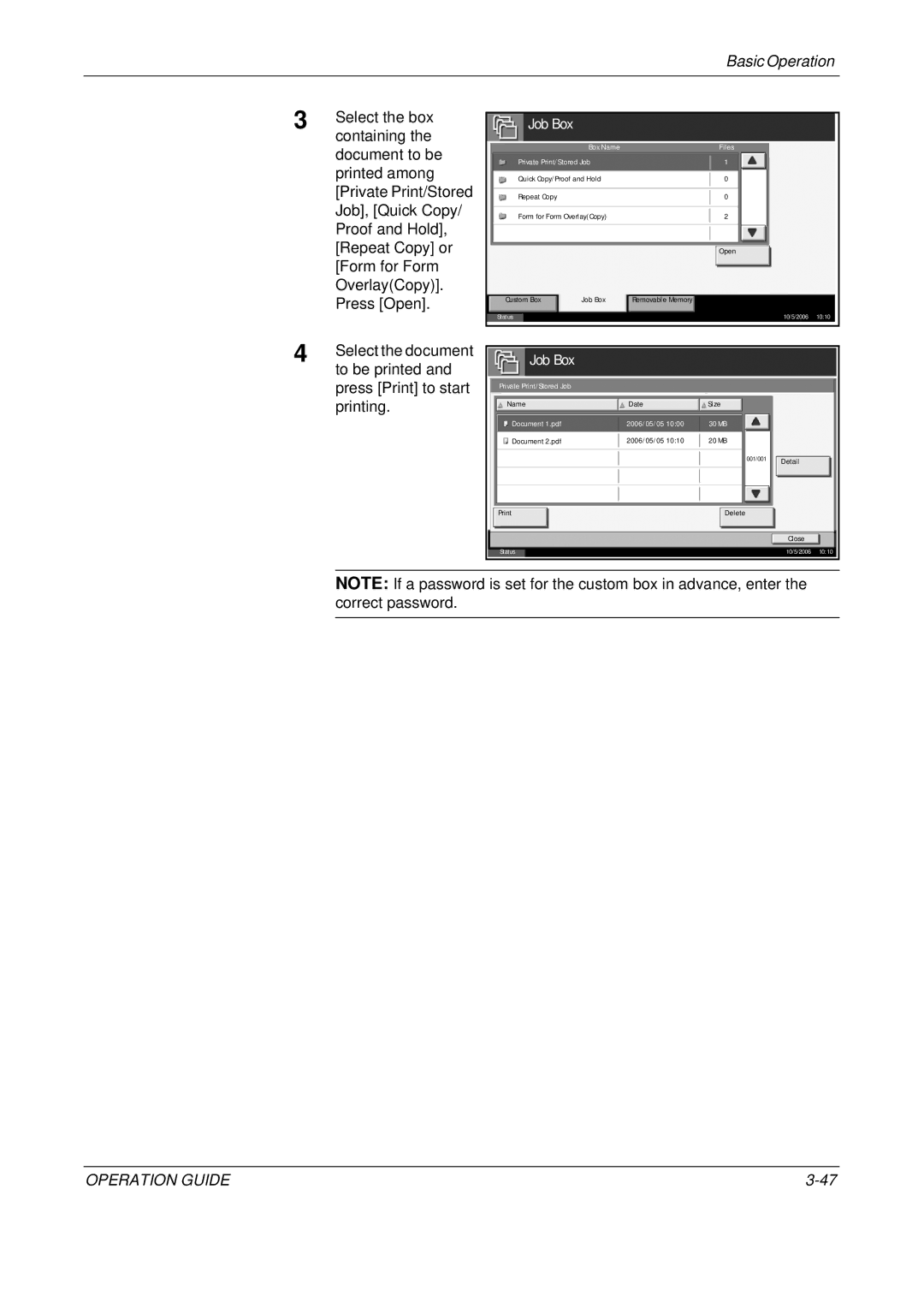 Olivetti D-COPIA 300MF Containing, Document to be, Printed among, Private Print/Stored, Job, Quick Copy, Proof and Hold 