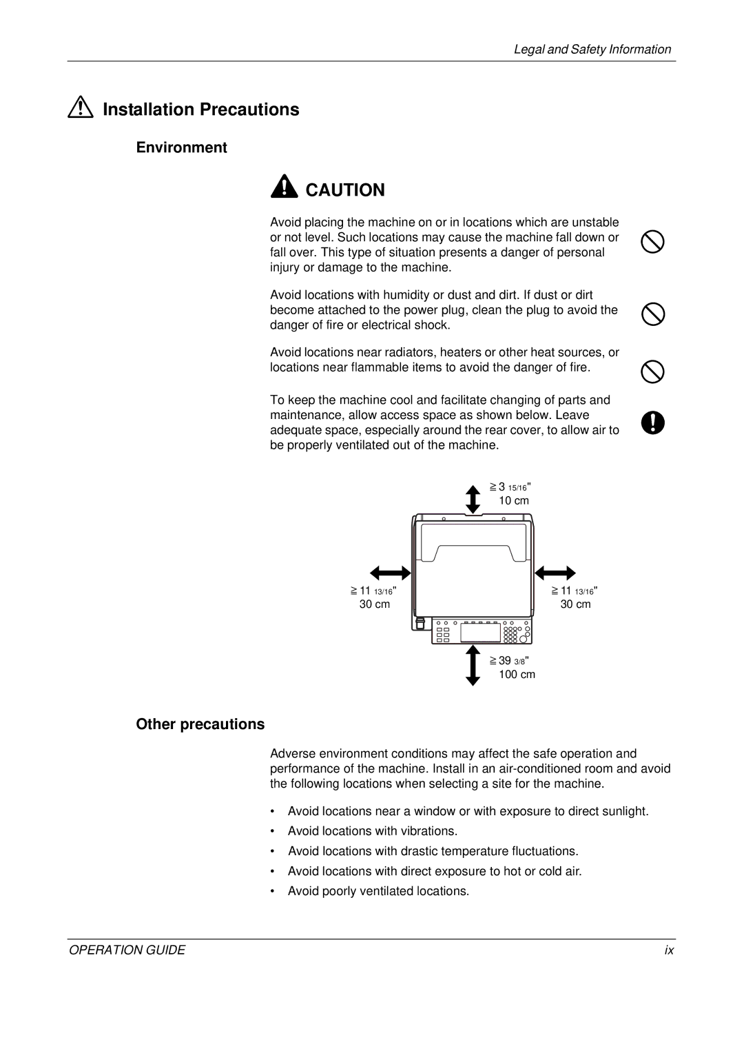 Olivetti D-COPIA 300MF, D-COPIA 500MF, D-COPIA 400MF manual Installation Precautions, Environment, Other precautions 