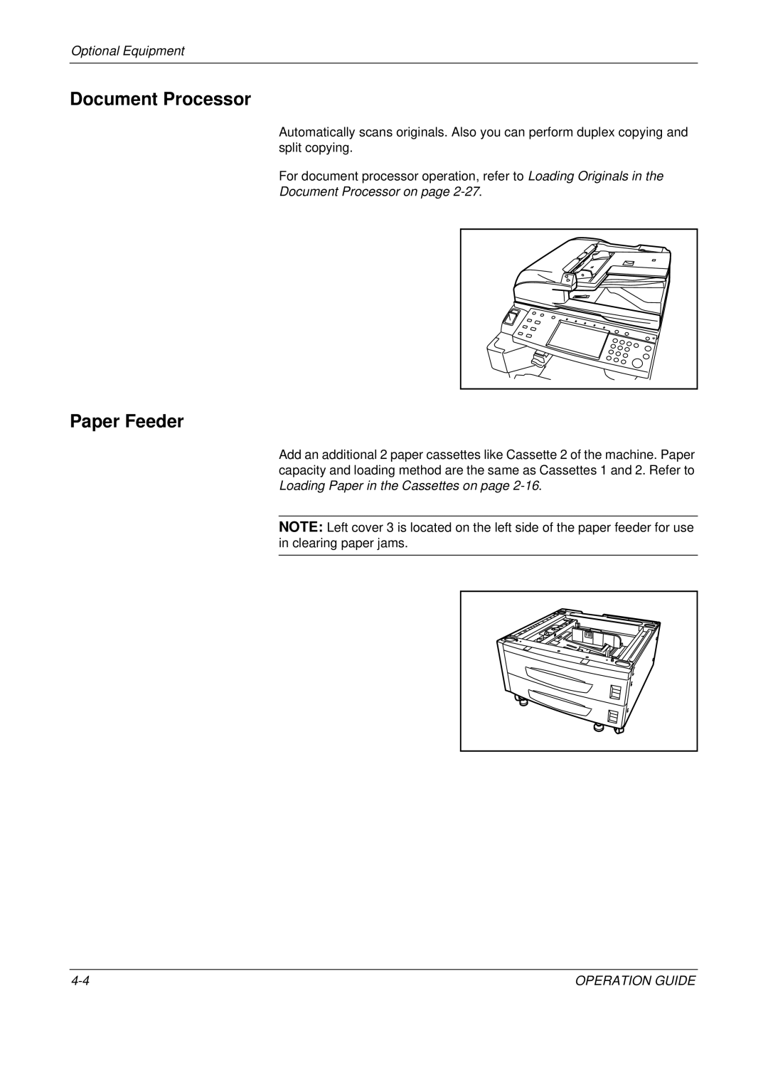 Olivetti D-COPIA 300MF, D-COPIA 500MF, D-COPIA 400MF manual Paper Feeder, Document Processor on 