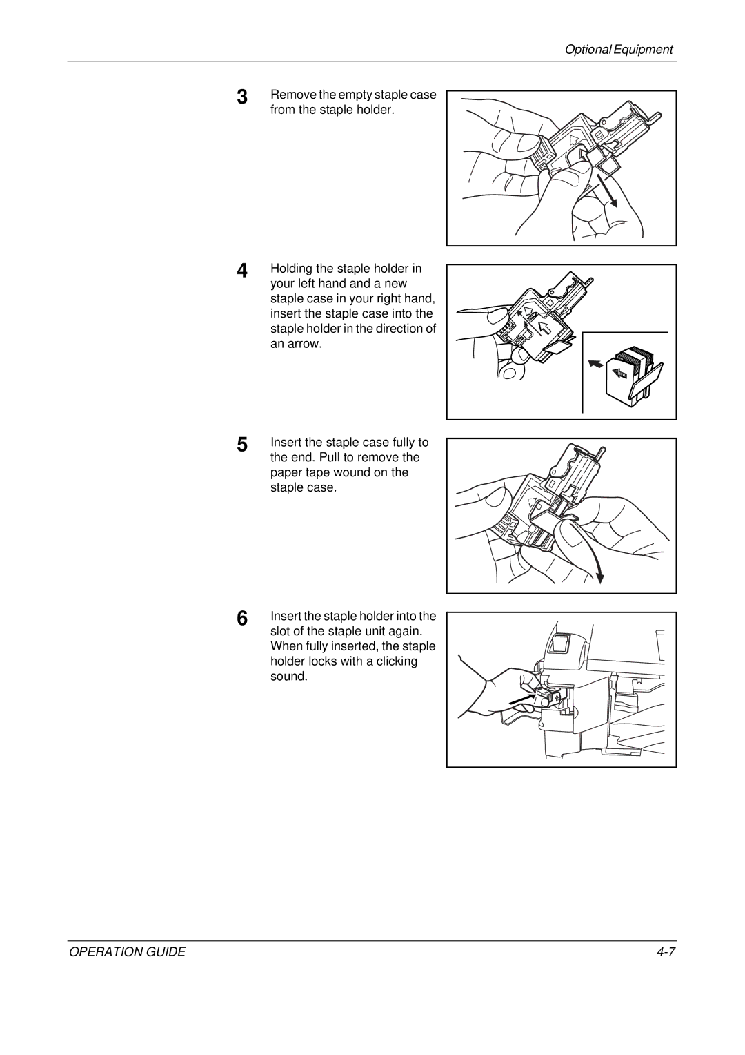 Olivetti D-COPIA 300MF, D-COPIA 500MF manual From the staple holder, Holding the staple holder, Your left hand and a new 