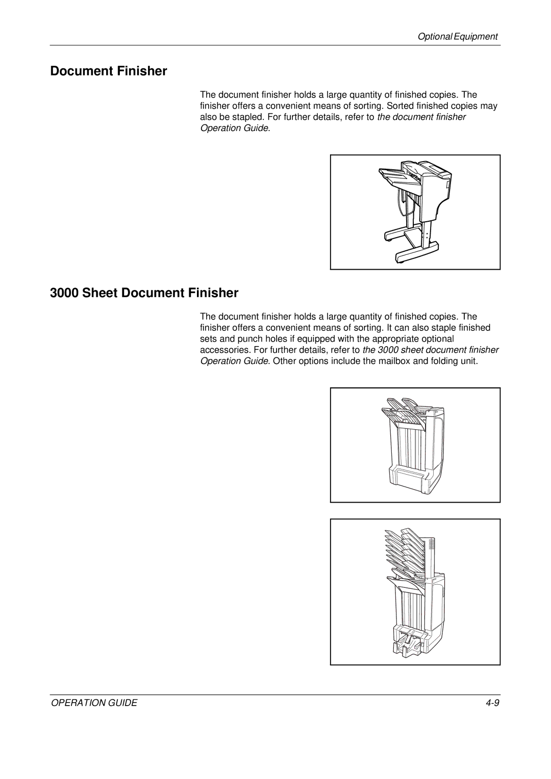 Olivetti D-COPIA 500MF, D-COPIA 300MF, D-COPIA 400MF manual Sheet Document Finisher 