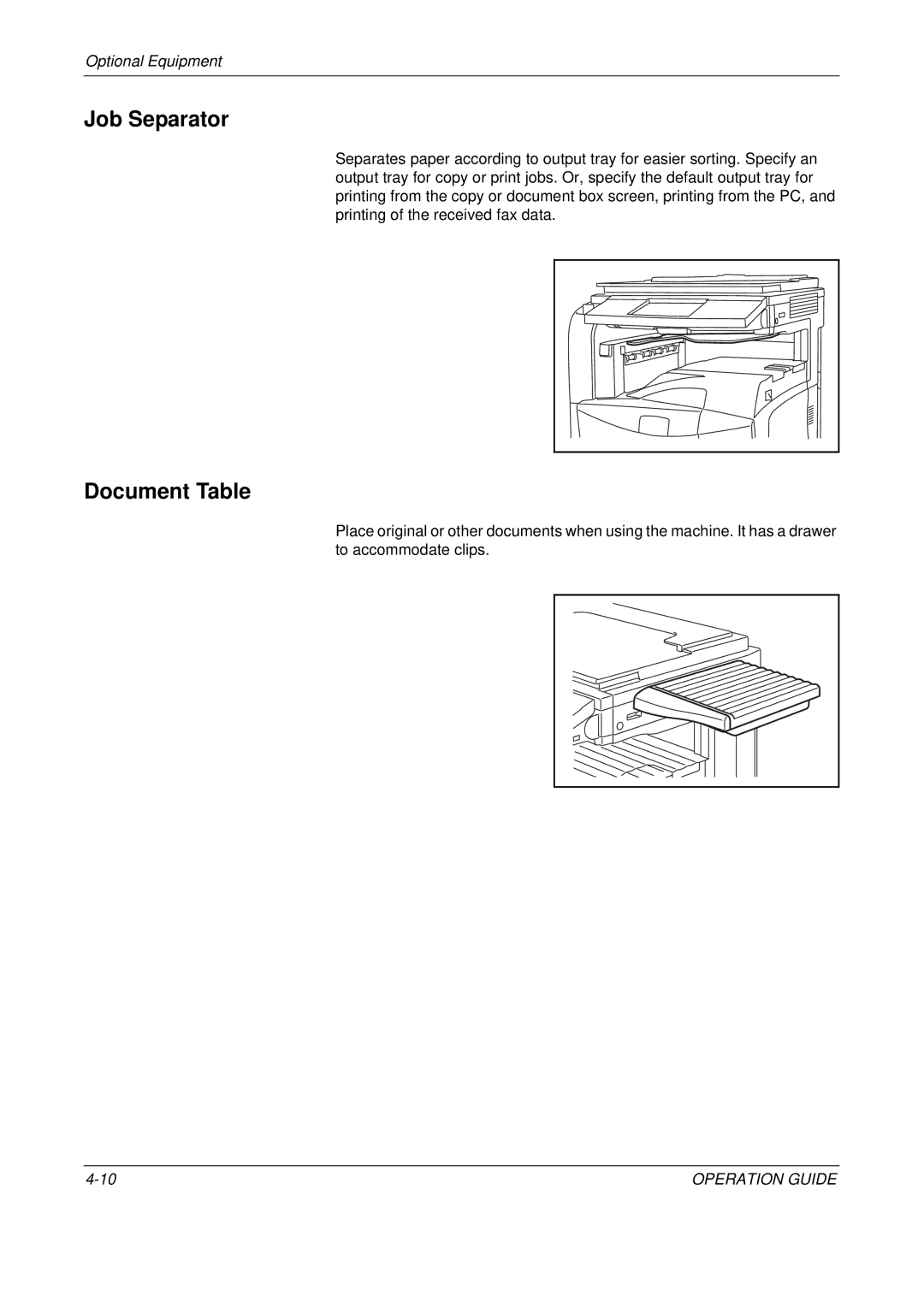 Olivetti D-COPIA 300MF, D-COPIA 500MF, D-COPIA 400MF manual Job Separator, Document Table 